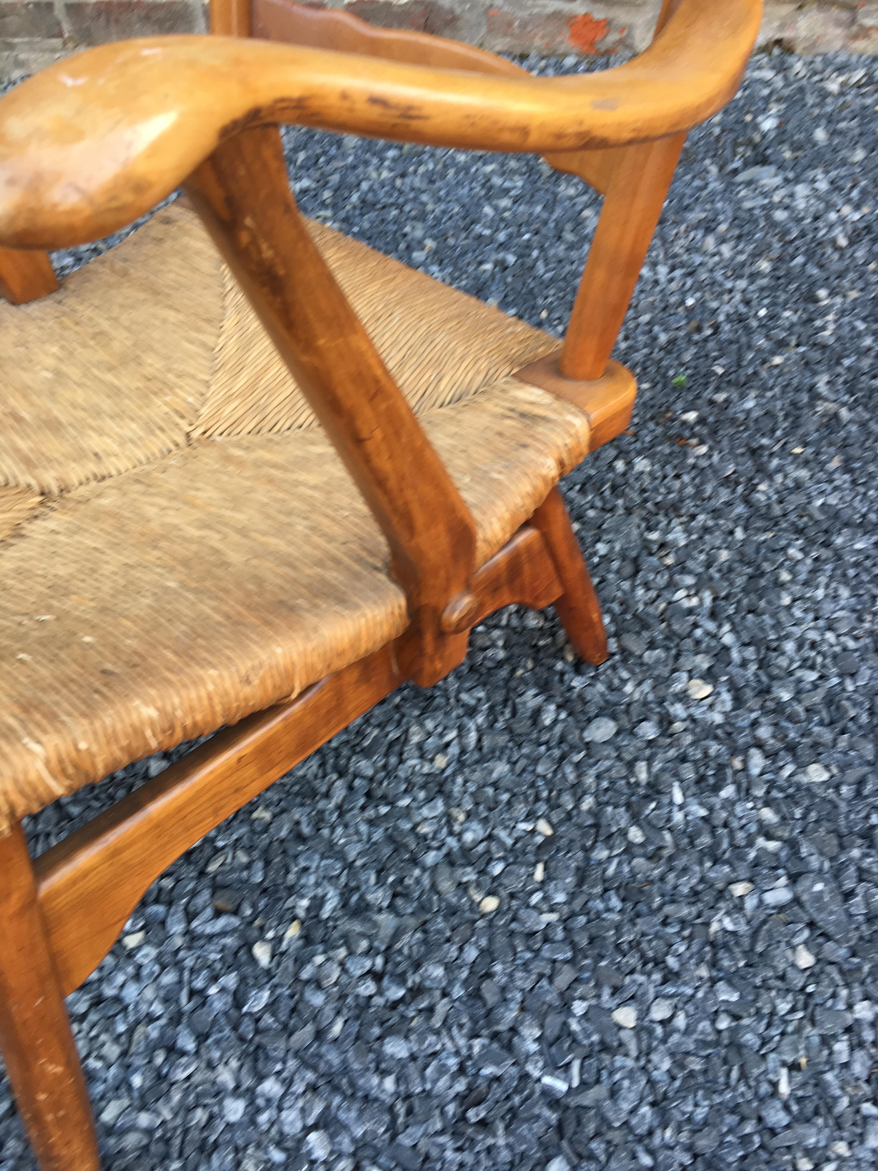Paolo Buffa 'Attributed to' Pair of Cherrywood and Straw Italian Armchairs For Sale 3