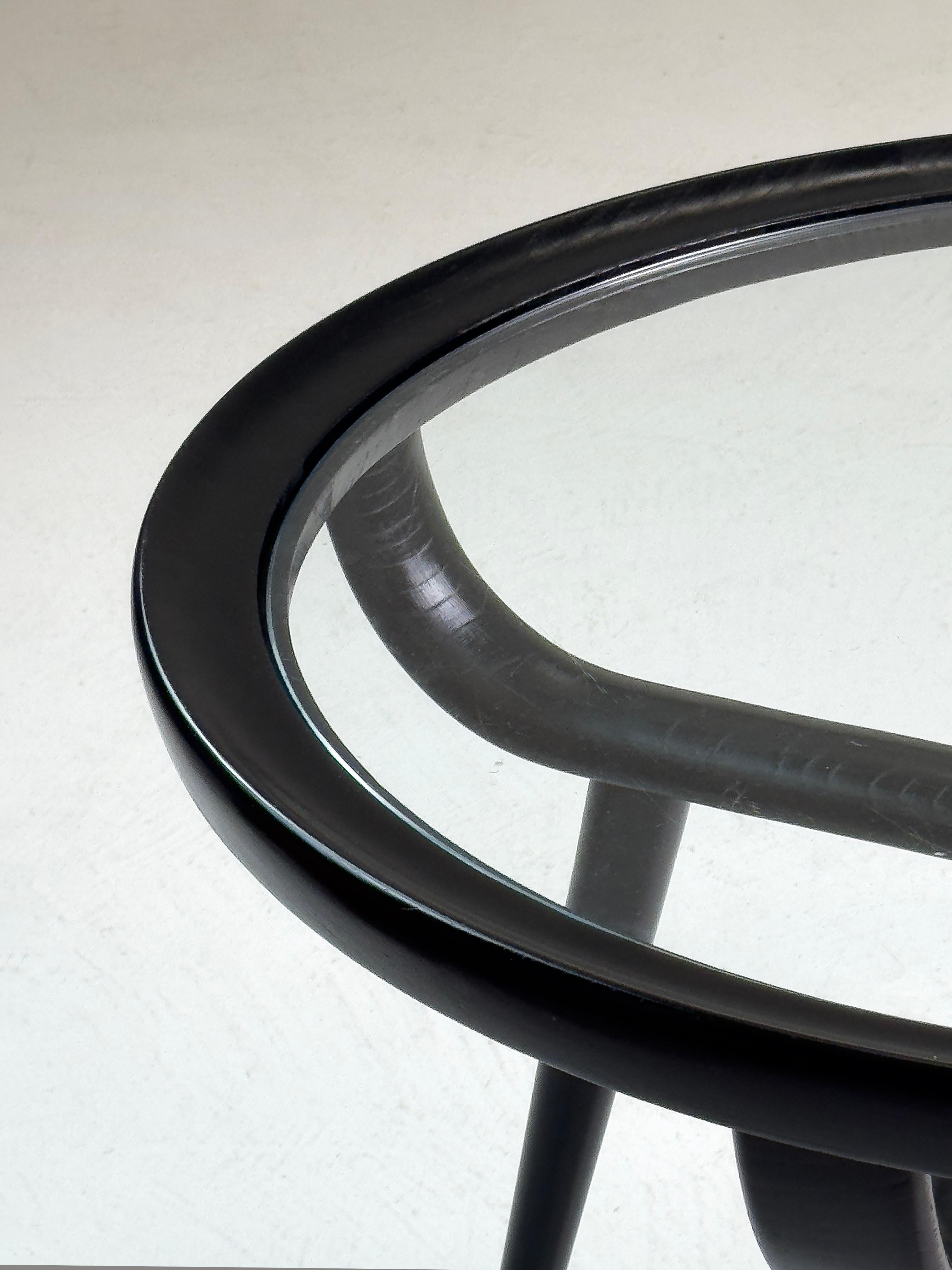 Paolo Buffa (attribué) - Table basse ronde en noyer noir et verre, Italie, 1950- en vente 10