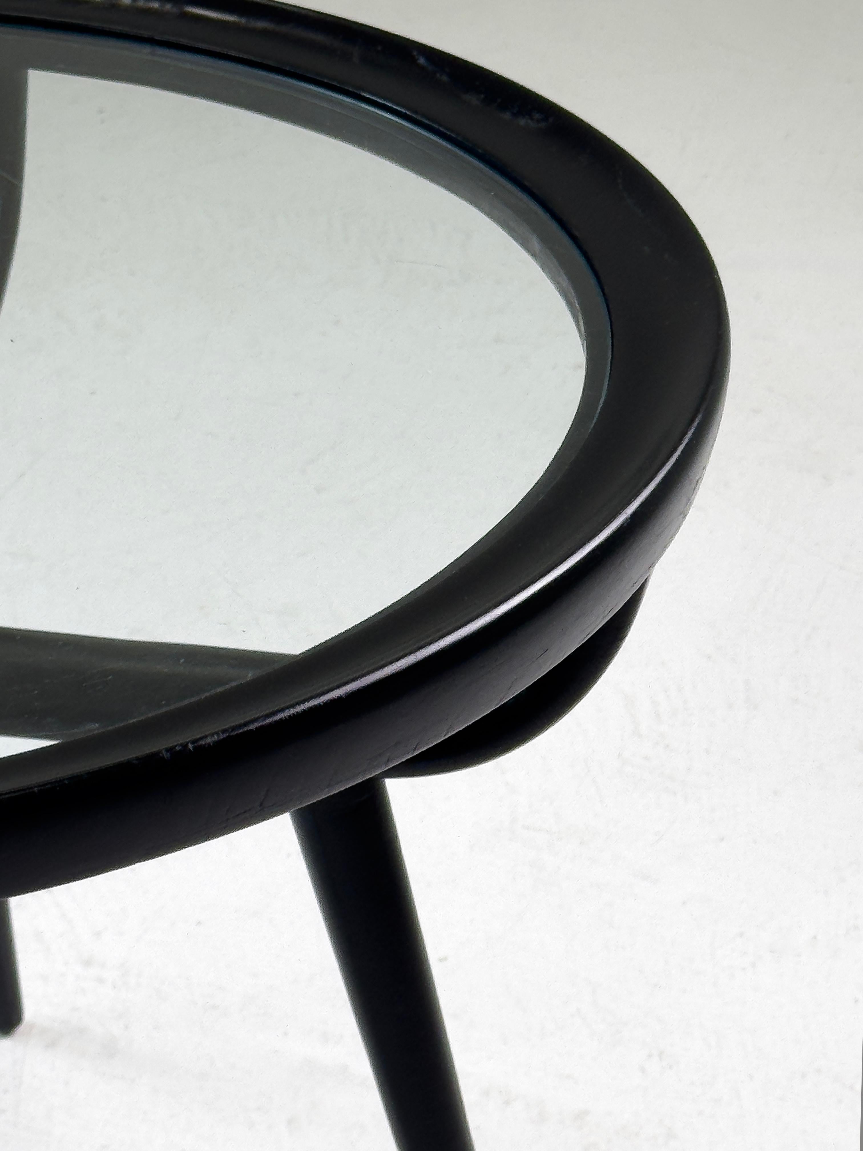 Paolo Buffa (attribué) - Table basse ronde en noyer noir et verre, Italie, 1950- en vente 11