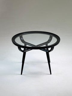 Paolo Buffa (attributed) — Black Walnut & Glass Round Coffee Table, Italy, 1950–