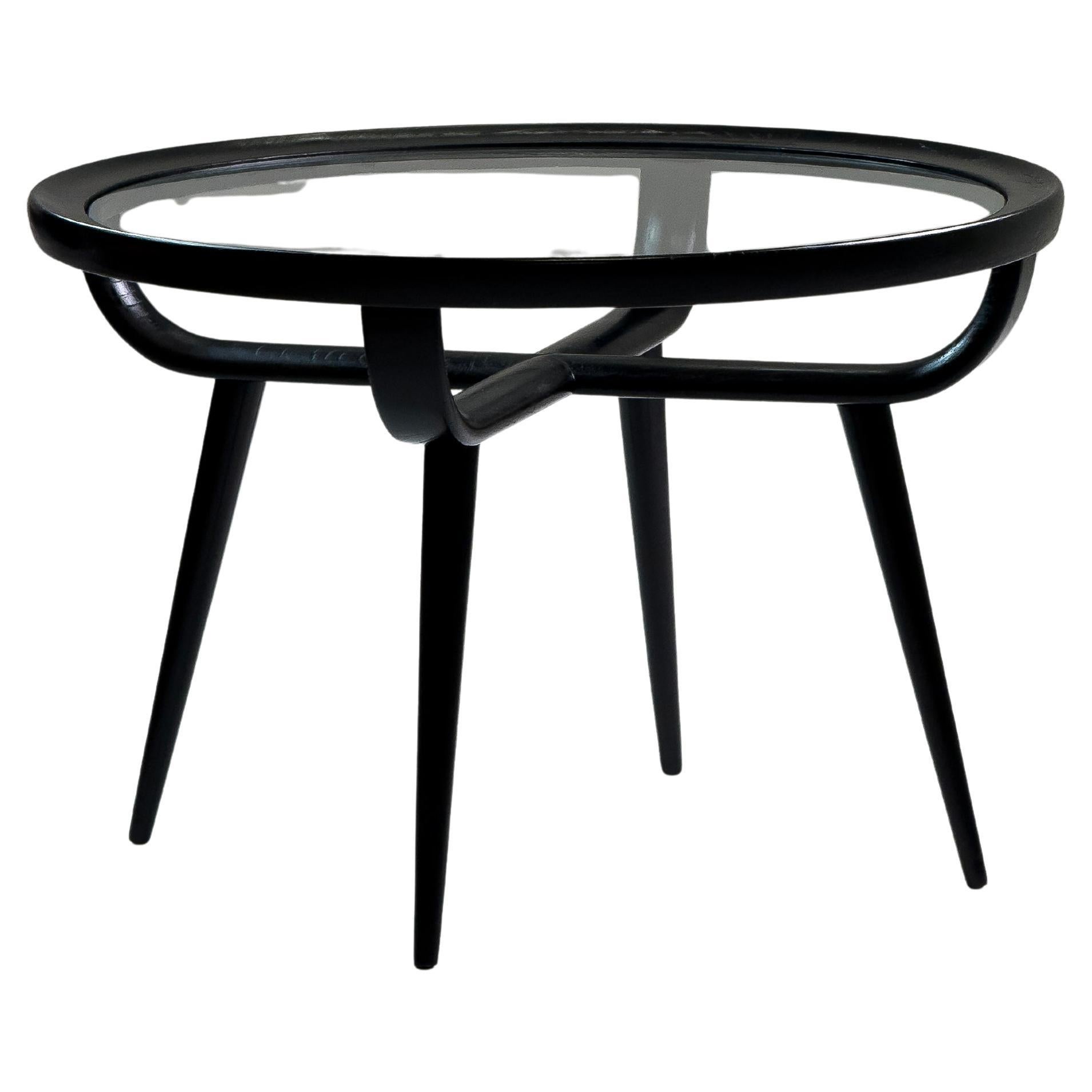 Paolo Buffa (attribué) - Table basse ronde en noyer noir et verre, Italie, 1950-