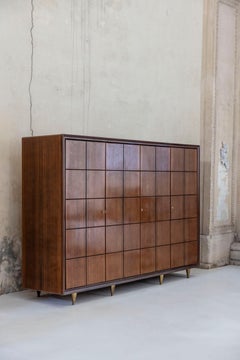 Mid-Century Modern Walnut & Brass Cabinet by Paolo Buffa, Italy, 1950s