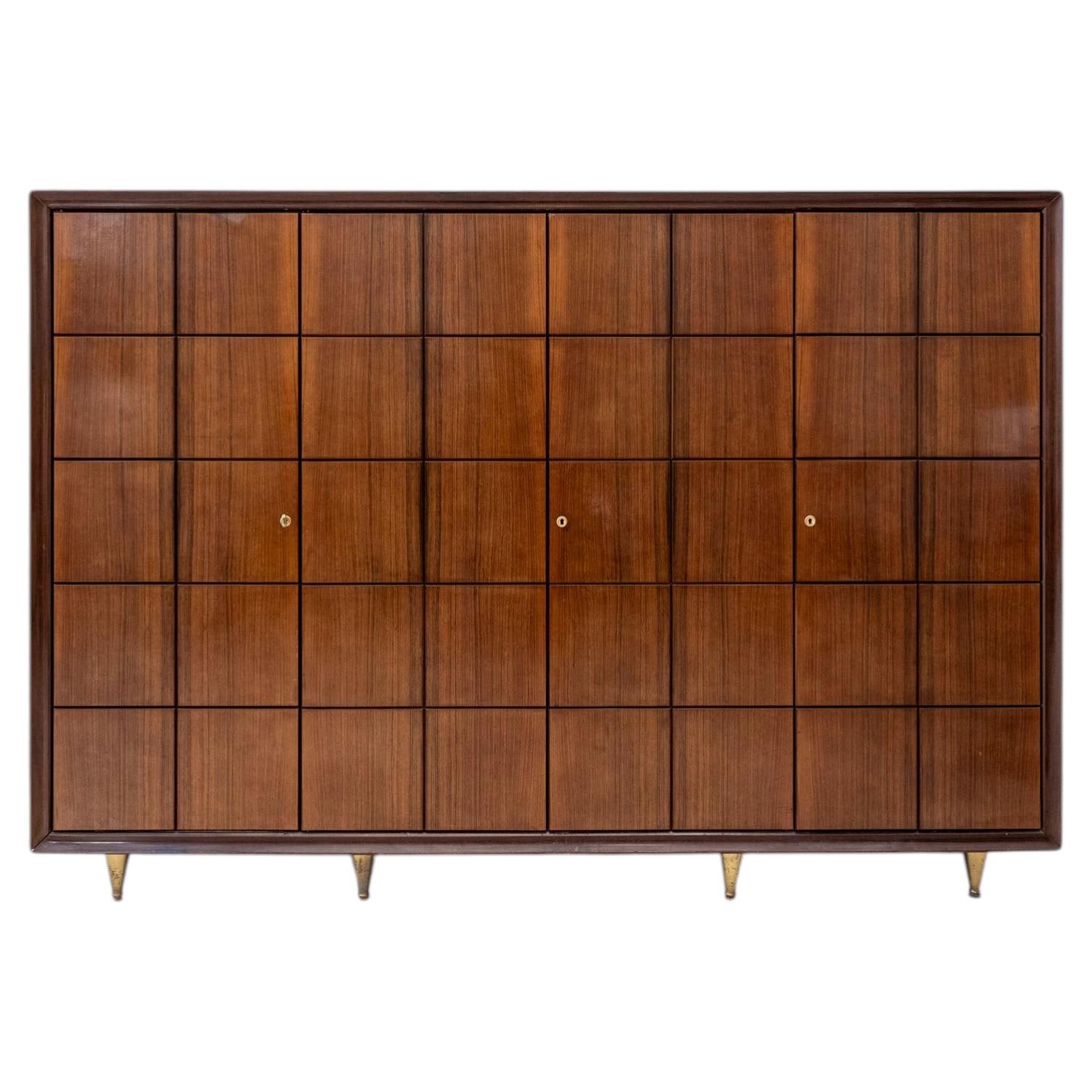 Mid-Century Modern Walnut & Brass Cabinet by Paolo Buffa, Italy, 1950s