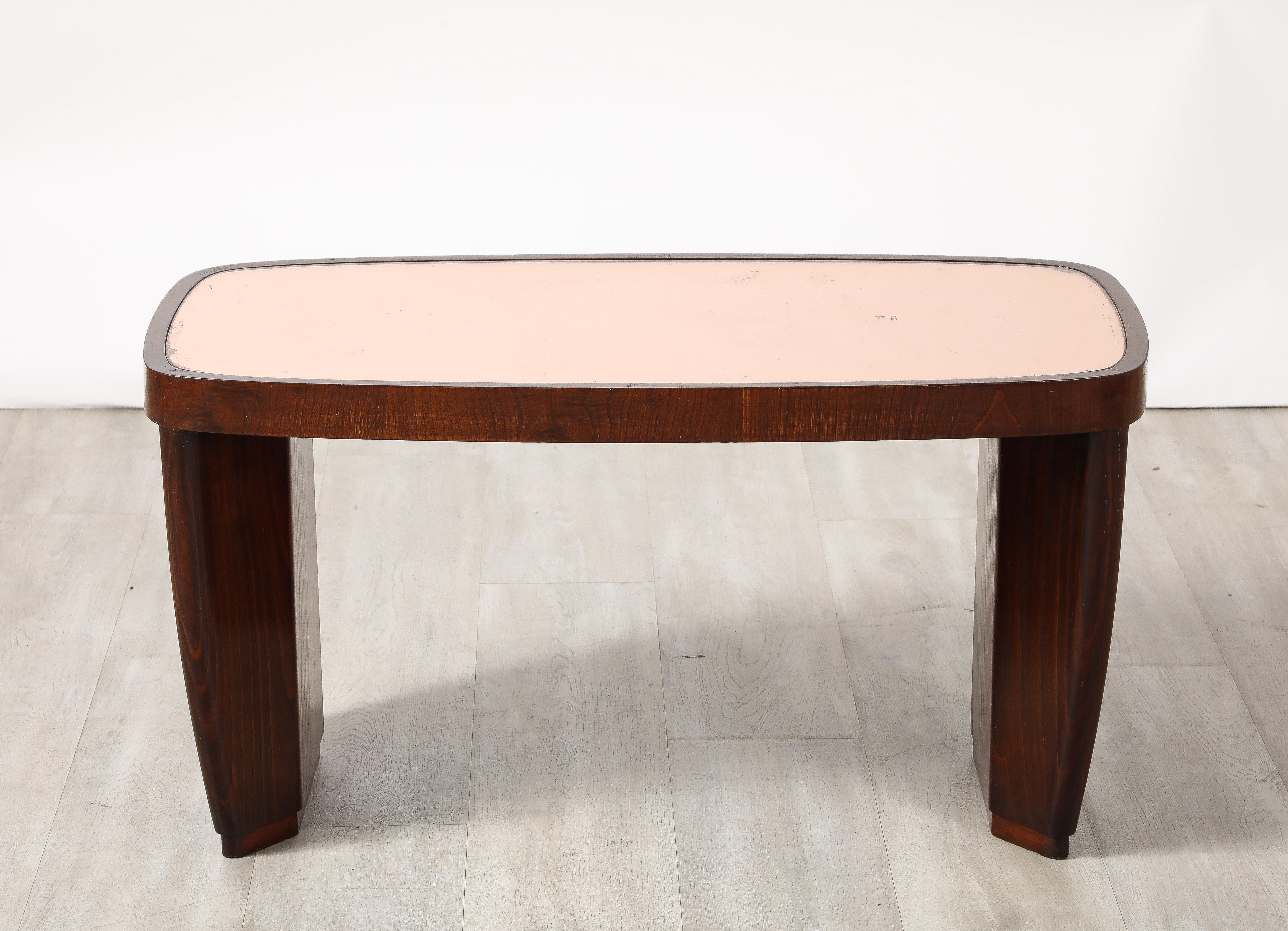 Table basse attribuée à Paolo Buffa avec plateau en verre or rose, vers 1930 en vente 4