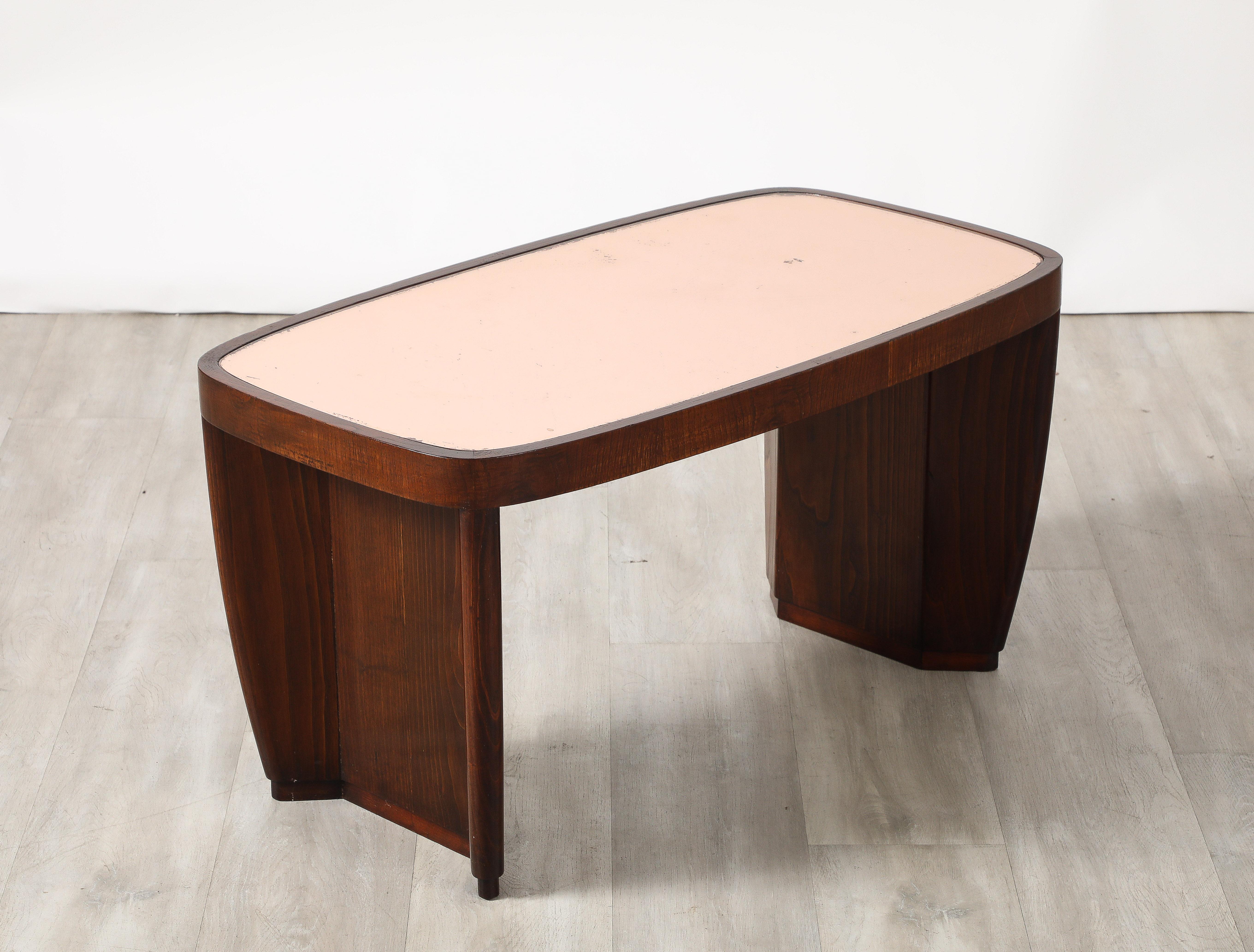 Table basse attribuée à Paolo Buffa avec plateau en verre or rose, vers 1930 en vente 7