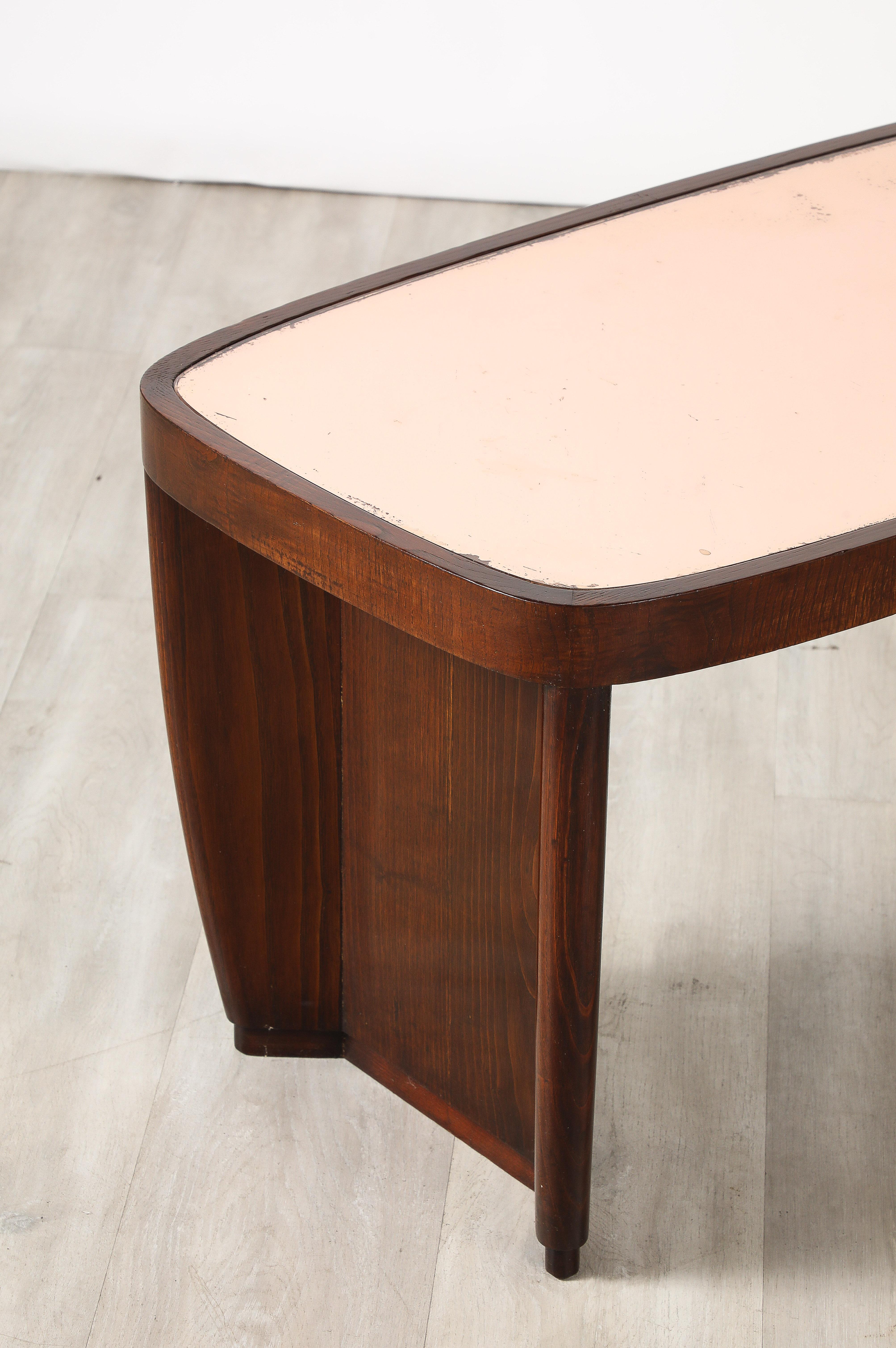 Table basse attribuée à Paolo Buffa avec plateau en verre or rose, vers 1930 en vente 8