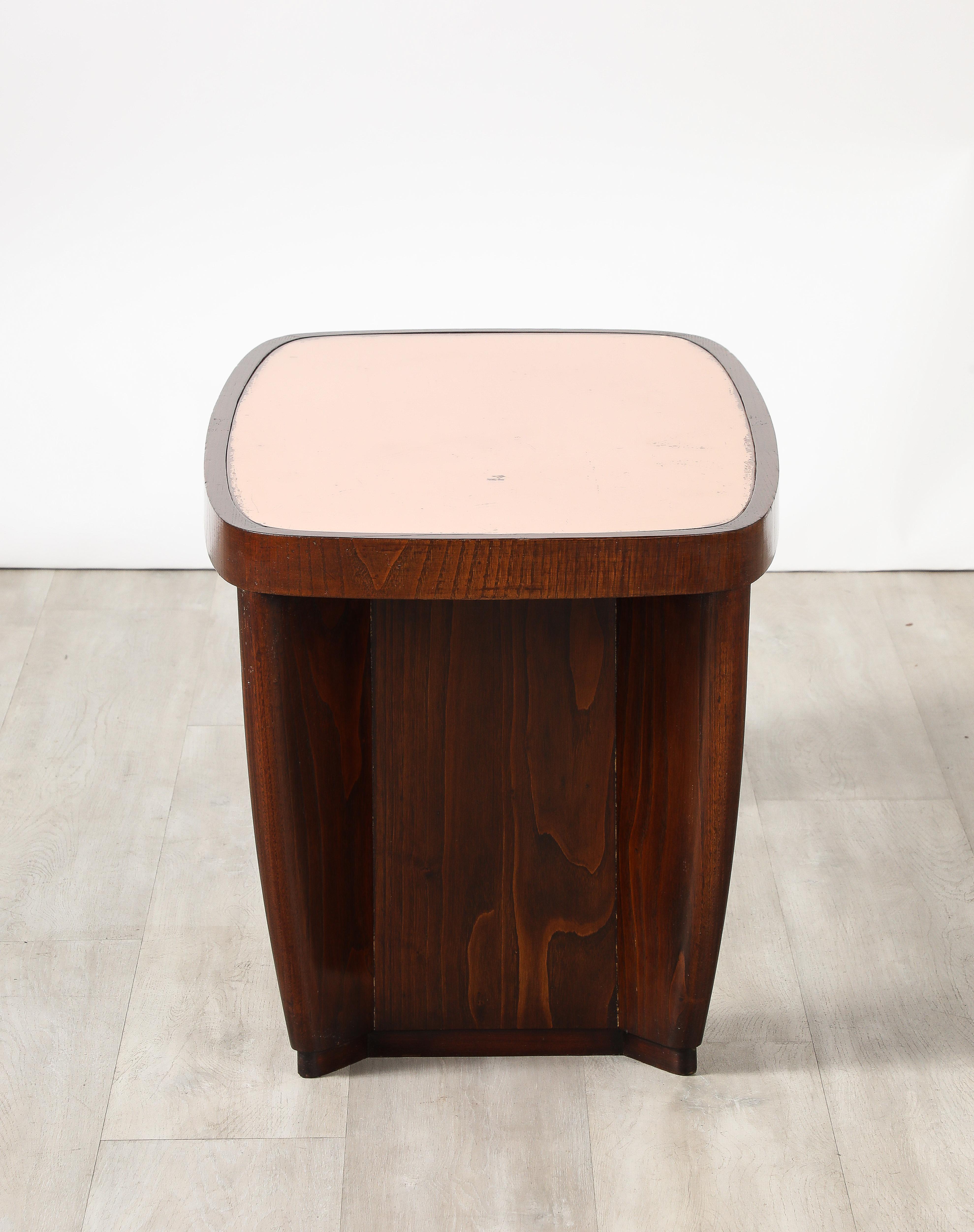 Table basse attribuée à Paolo Buffa avec plateau en verre or rose, vers 1930 en vente 1