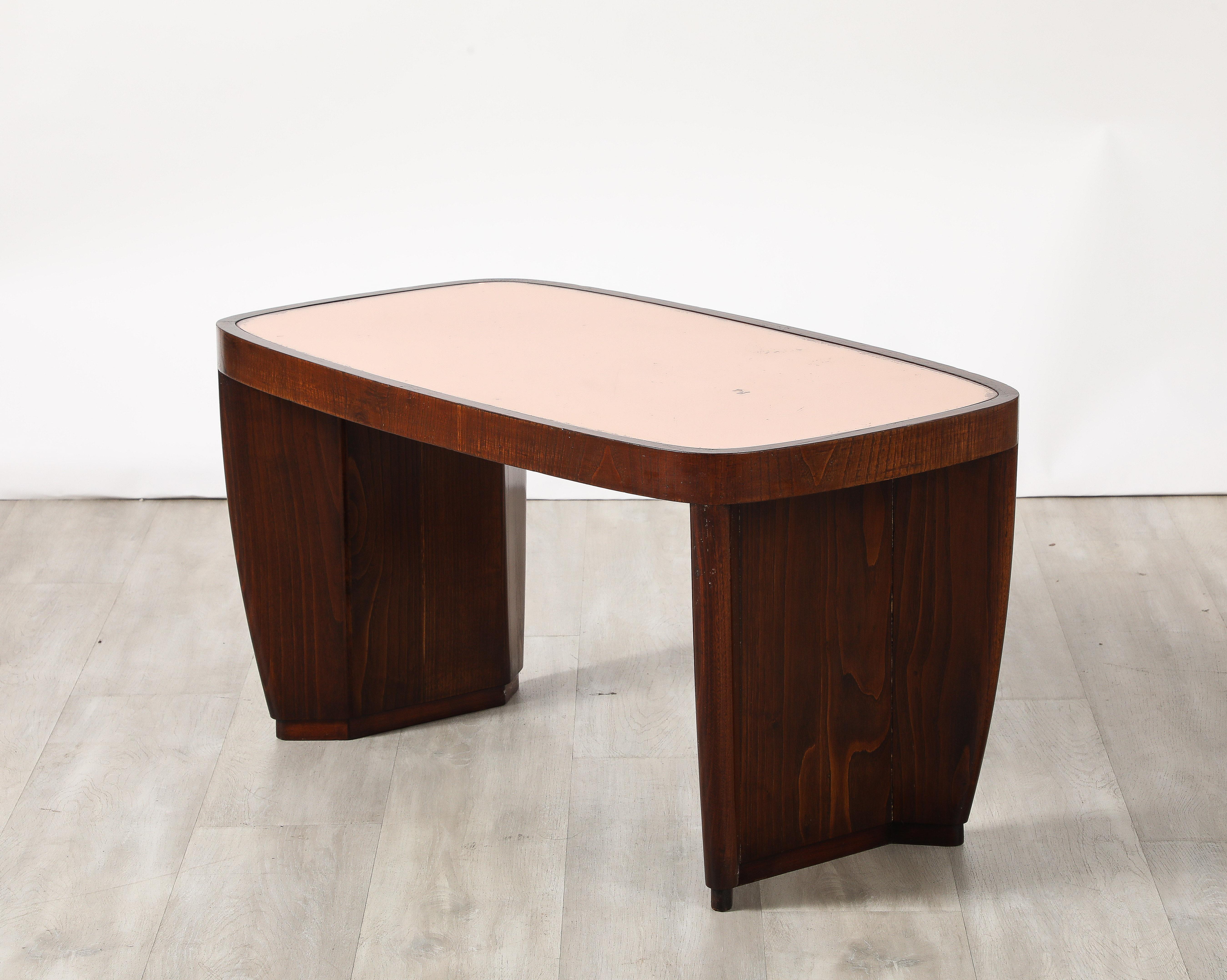 Table basse attribuée à Paolo Buffa avec plateau en verre or rose, vers 1930 en vente 2