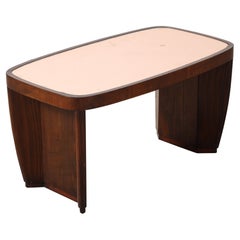 Paolo Buffa Attributed Coffee Table with Rose Gold Glass Top, circa 1930's