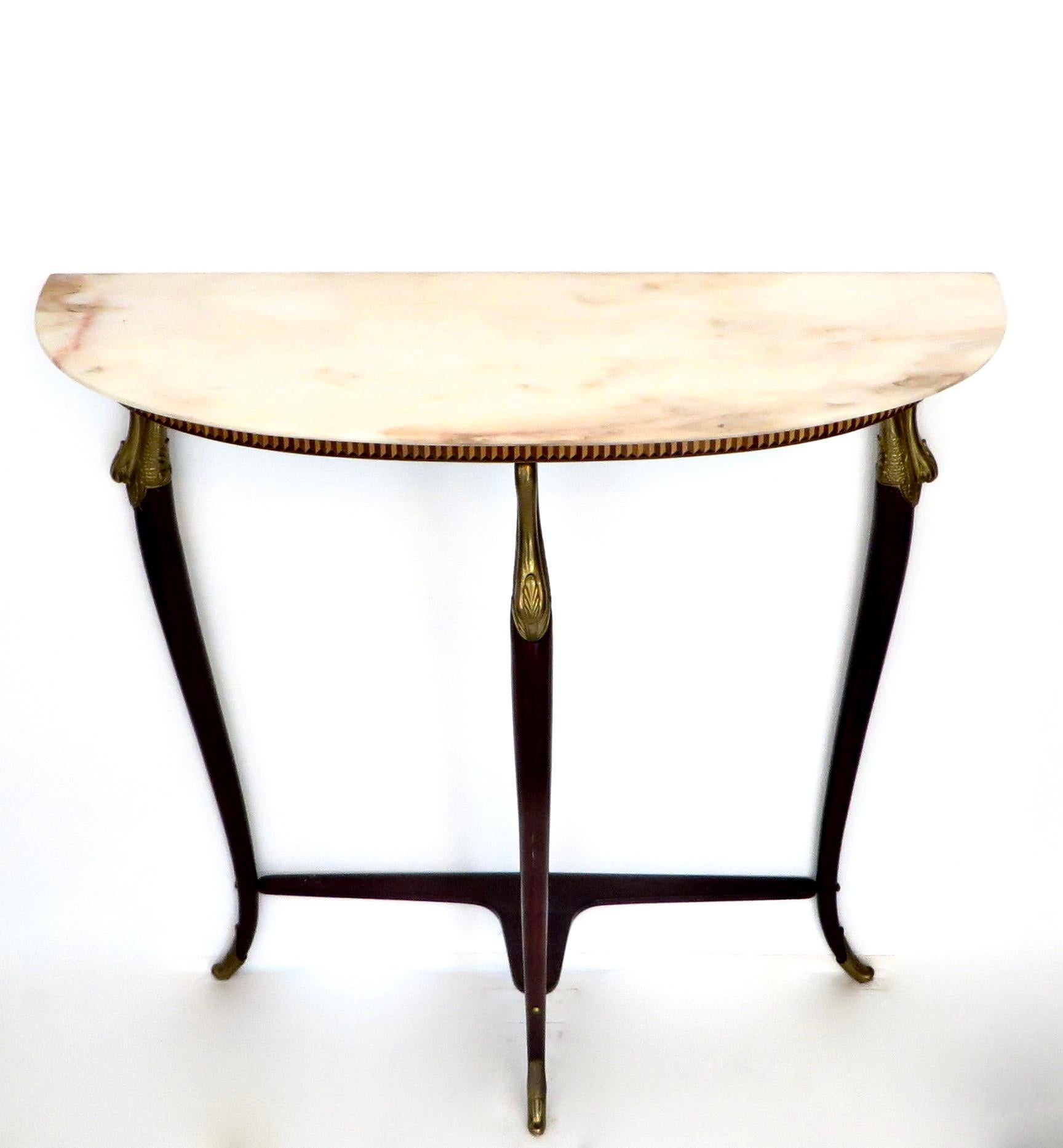 Mid-Century Modern Paolo Buffa Attributed Italian Neoclassical Art Deco Wood and Marble Console