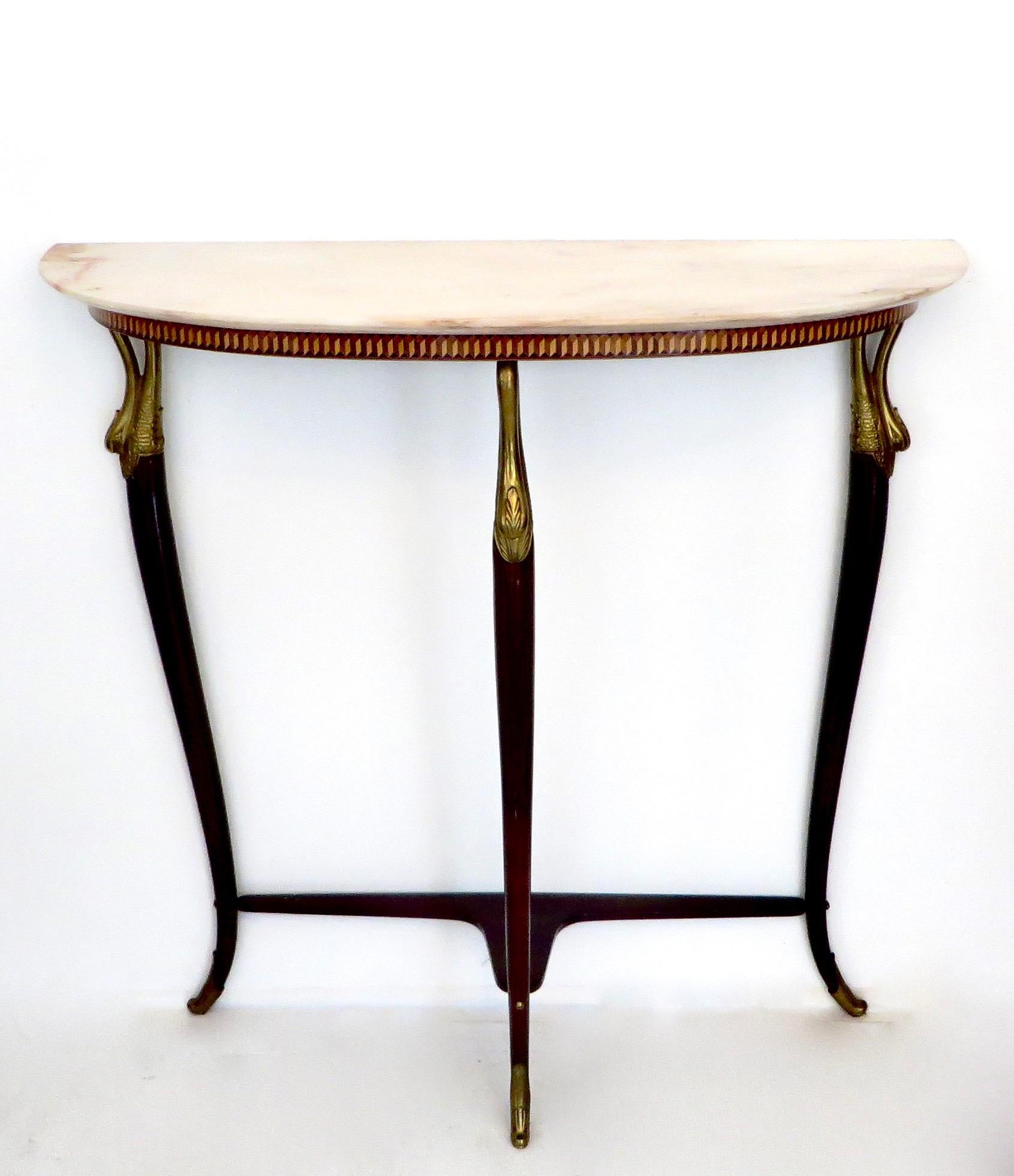 Paolo Buffa Attributed Italian Neoclassical Art Deco Wood and Marble Console In Excellent Condition In Chicago, IL