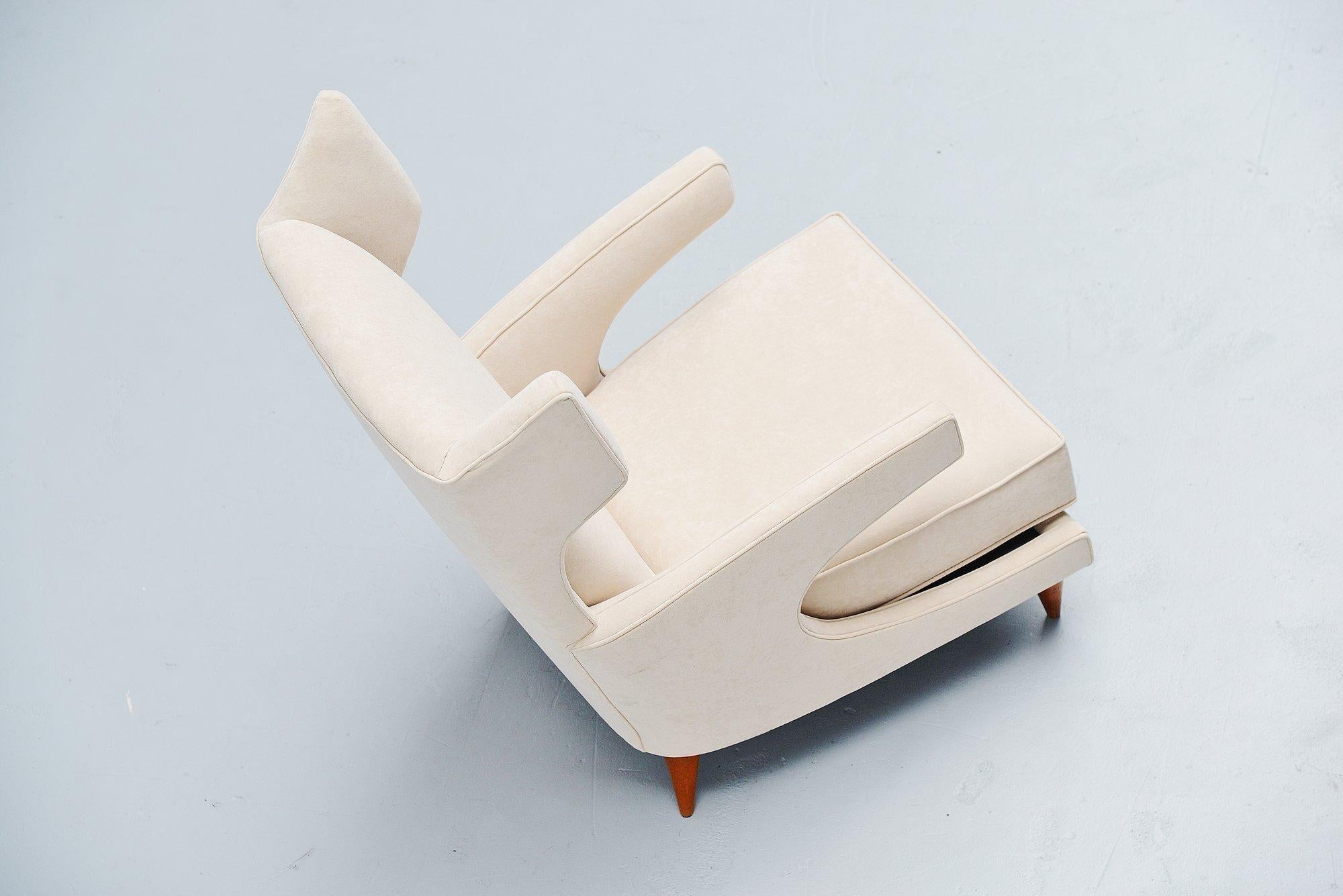 Upholstery Paolo Buffa Attributed Lounge Chair Italy 1950