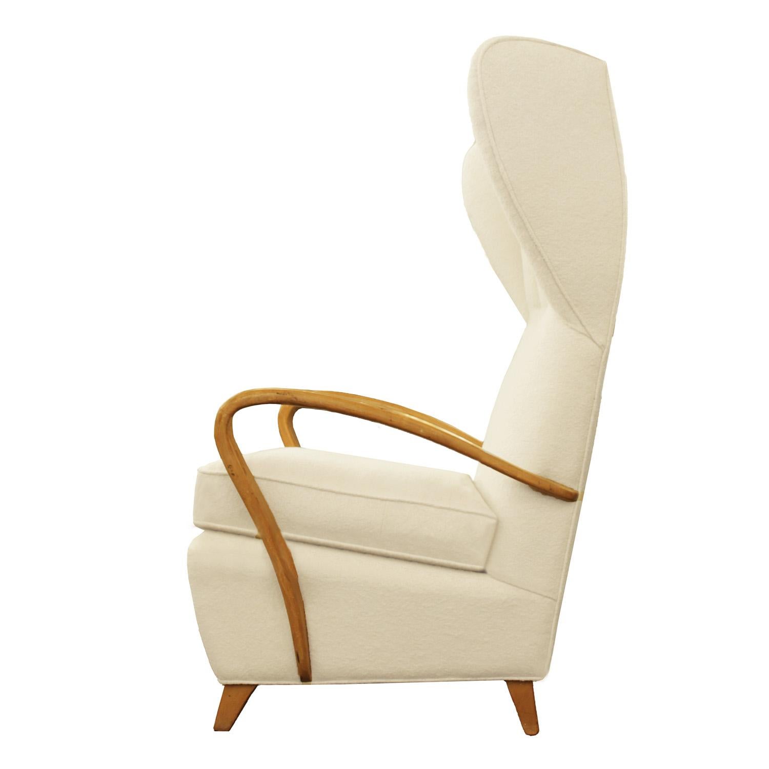 Mid-Century Modern Paolo Buffa Attributed Open Arm Wingback Chair, 1950s