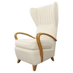 Retro Paolo Buffa Attributed Open Arm Wingback Chair, 1950s