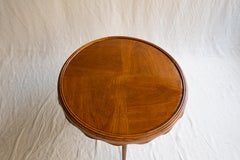 Paolo Buffa Attributed Side Round Timber Side Table with Scalloped Edge