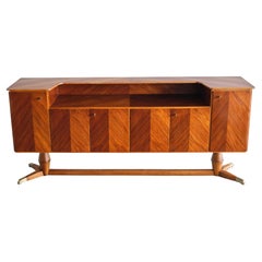 Paolo Buffa Attributed Sideboard in Walnut and Brass, Serafino Arrighi, 1940s