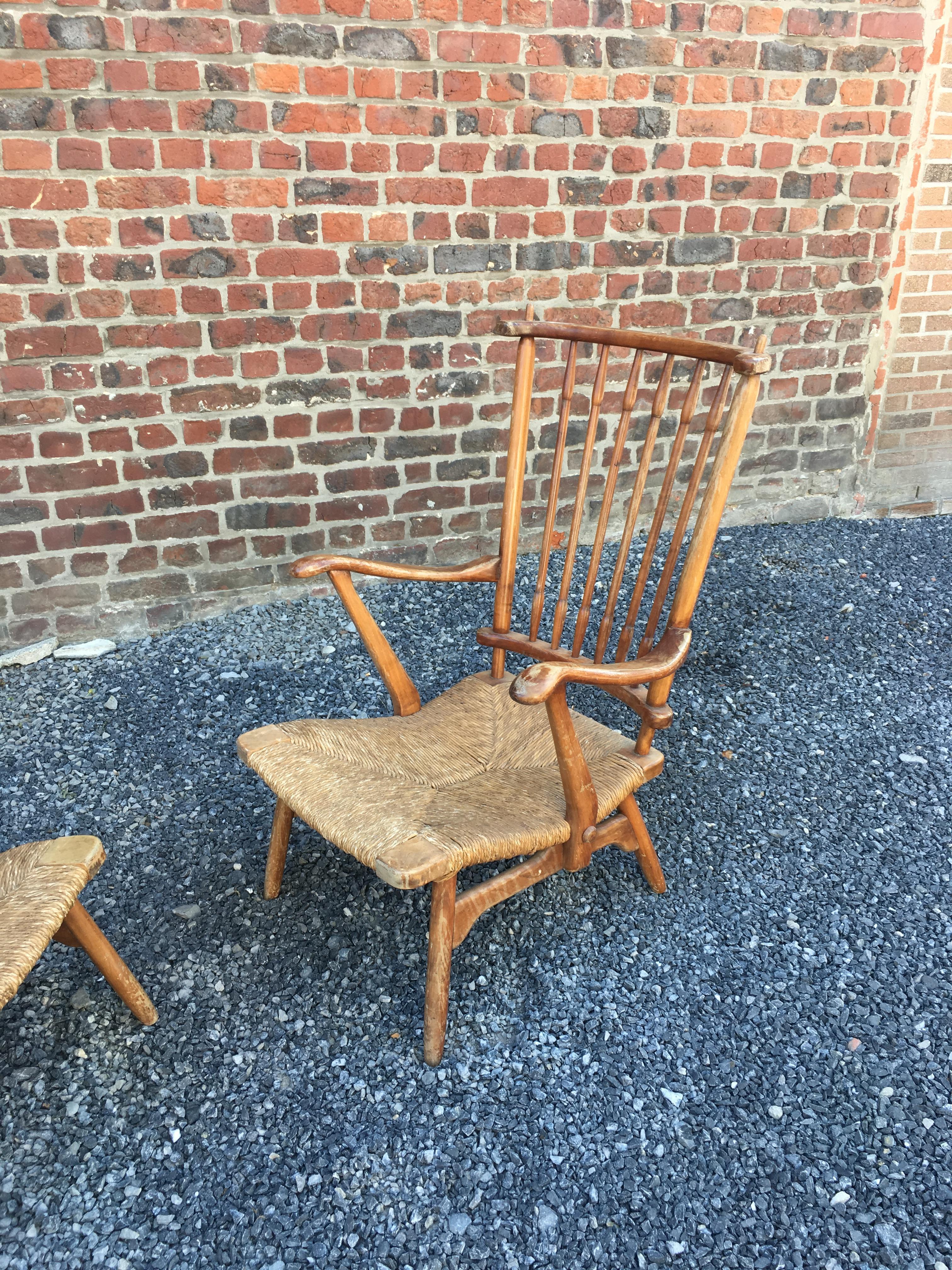 Paolo Buffa (attributed to) pair of cherrywood and straw Italian armchairs, circa 1950.
straw in good condition, but varnish in poor condition.