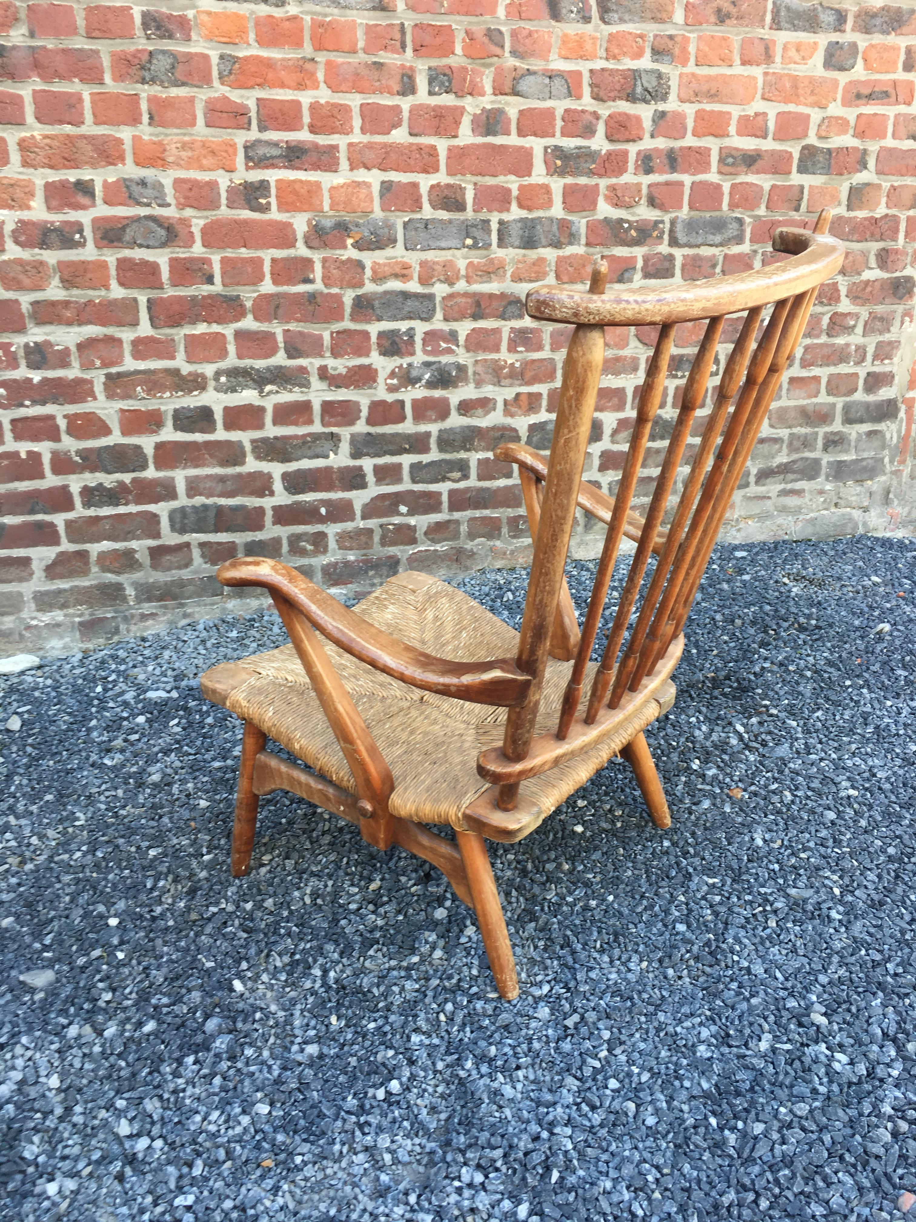 Paolo Buffa 'Attributed to' Pair of Cherrywood and Straw Italian Armchairs For Sale 2