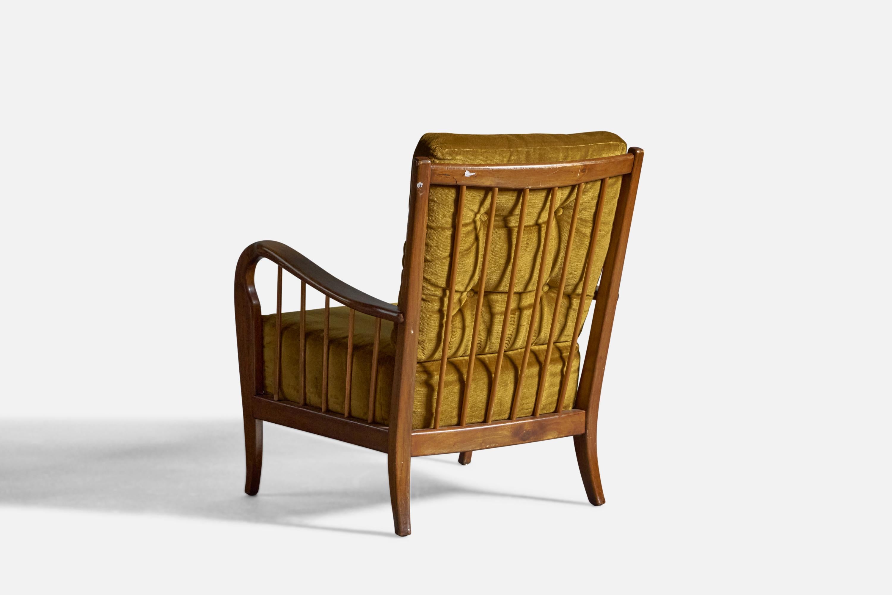 Italian Paolo Buffa Attribution, Lounge Chairs, Walnut, Italy, 1940s For Sale