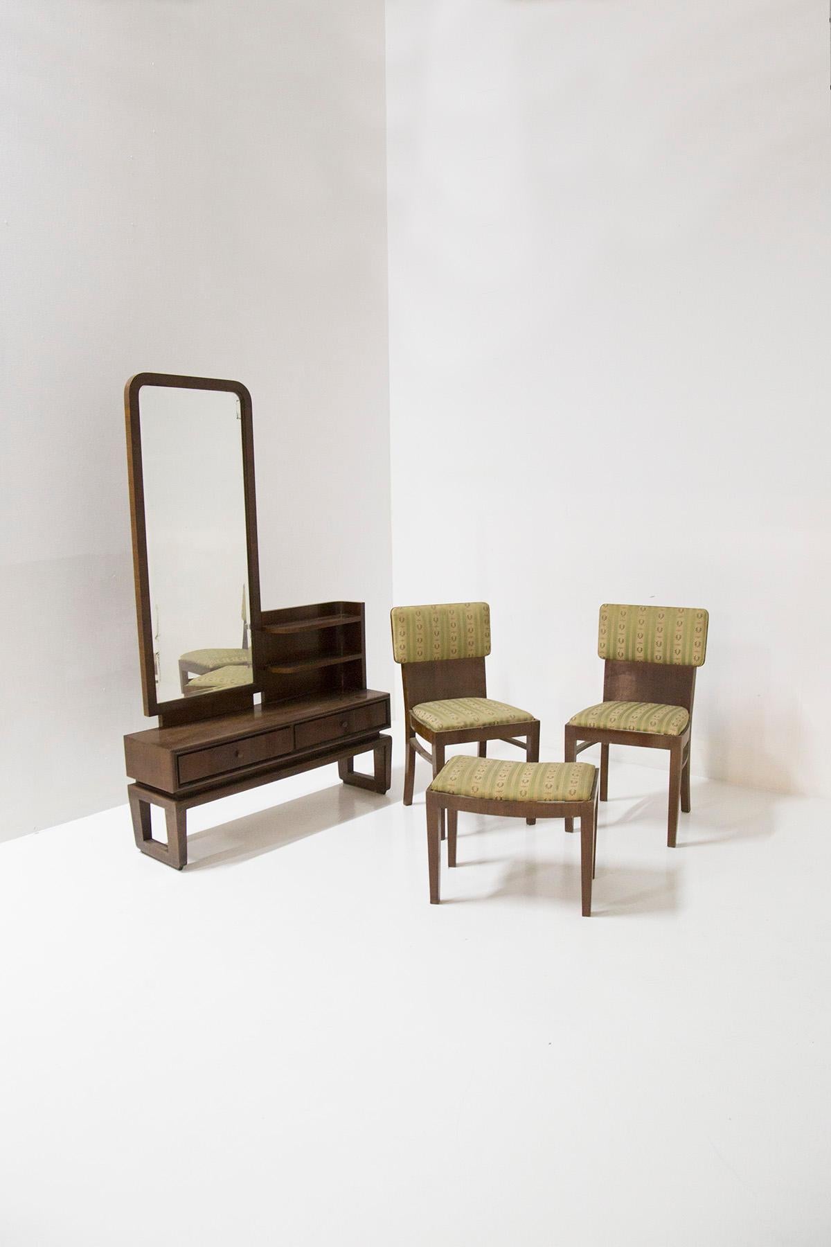 Schlafzimmerset von Paolo Buffa mit Waschtischspiegel, Sesseln und Ottomane im Angebot 5
