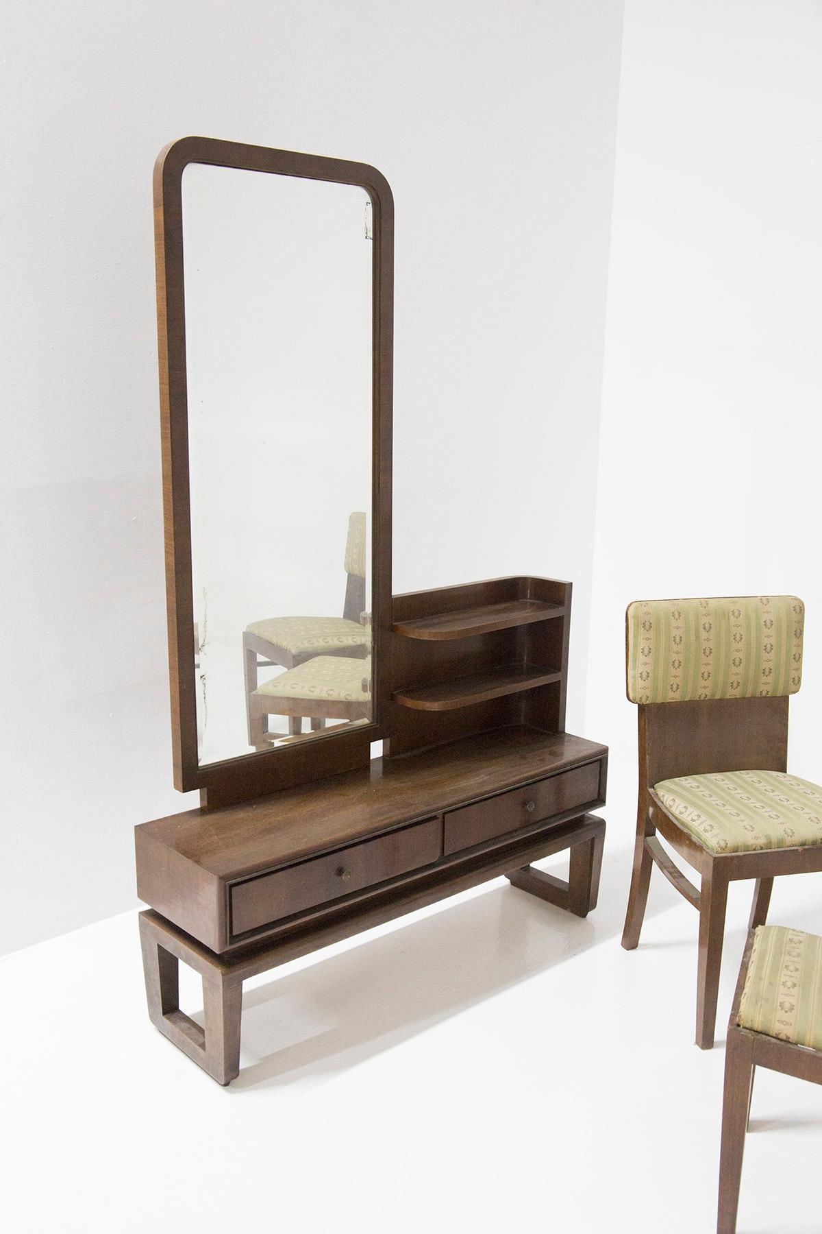 Mid-Century Modern Paolo Buffa Bedroom Set with Vanity Mirror, Armchairs and Ottoman For Sale