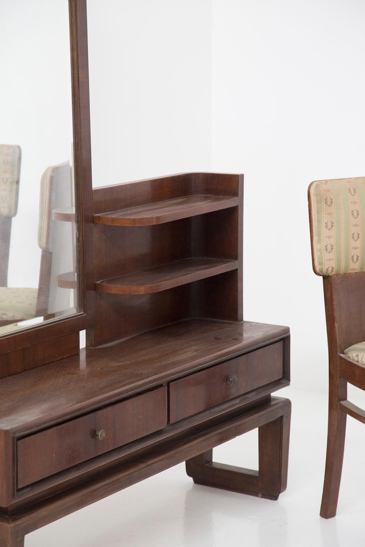 Schlafzimmerset von Paolo Buffa mit Waschtischspiegel, Sesseln und Ottomane im Angebot 2