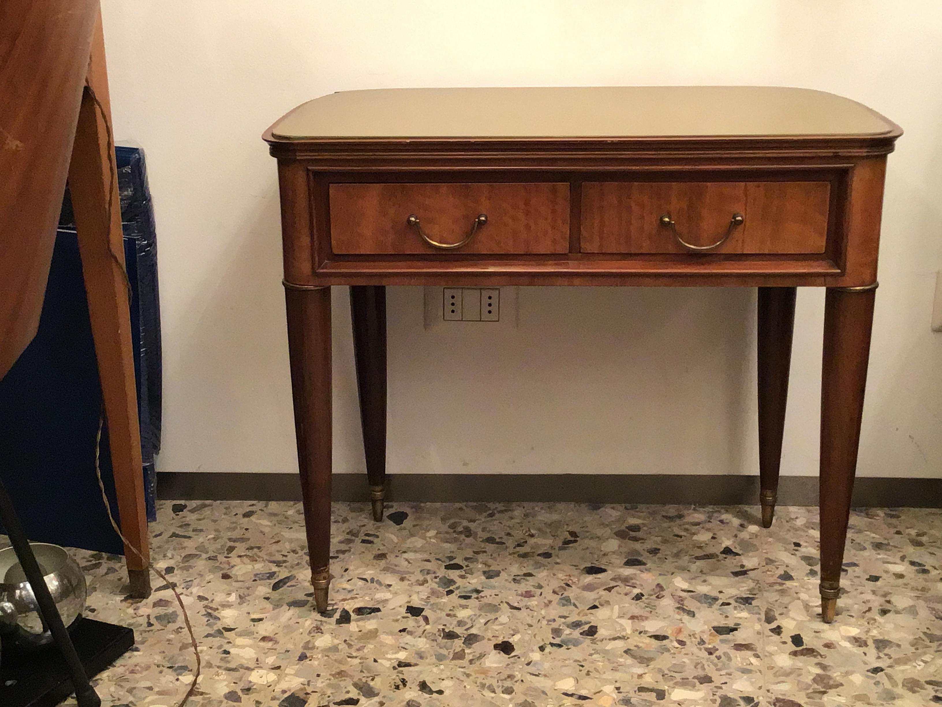Mid-20th Century Paolo Buffa Bedside Tables Wood Brass, 1940, Italy For Sale