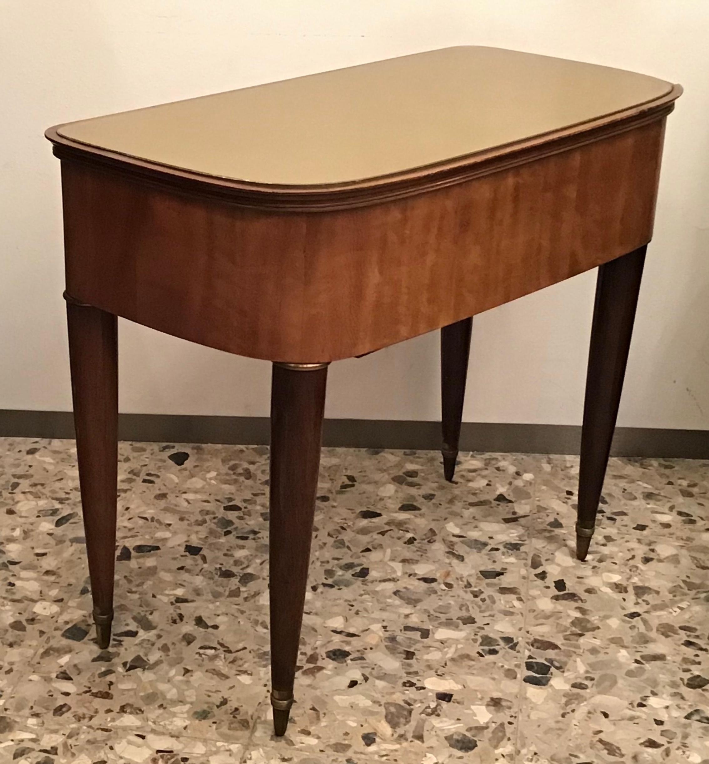 Paolo Buffa Bedside Tables Wood Brass, 1940, Italy For Sale 3