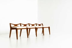 Paolo Buffa Bench in Walnut and Fabric, Italy 1950s