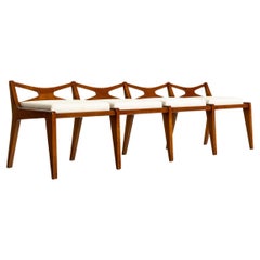 Paolo Buffa Bench in Walnut and Fabric, Italy 1950s