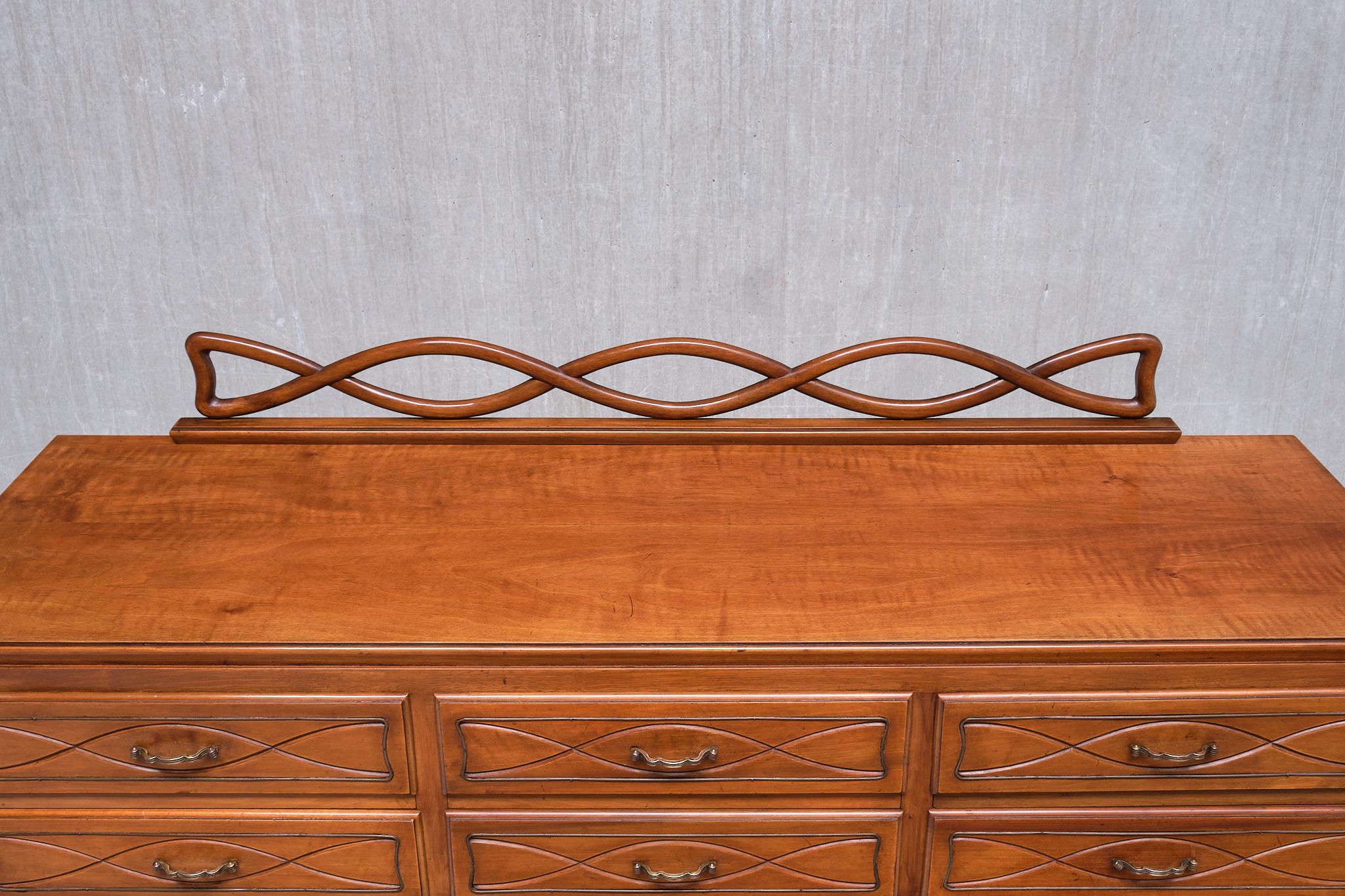Paolo Buffa Buffet / Credenza in noce e ottone, Mario Quarti, Milano, anni '40 in vendita 10