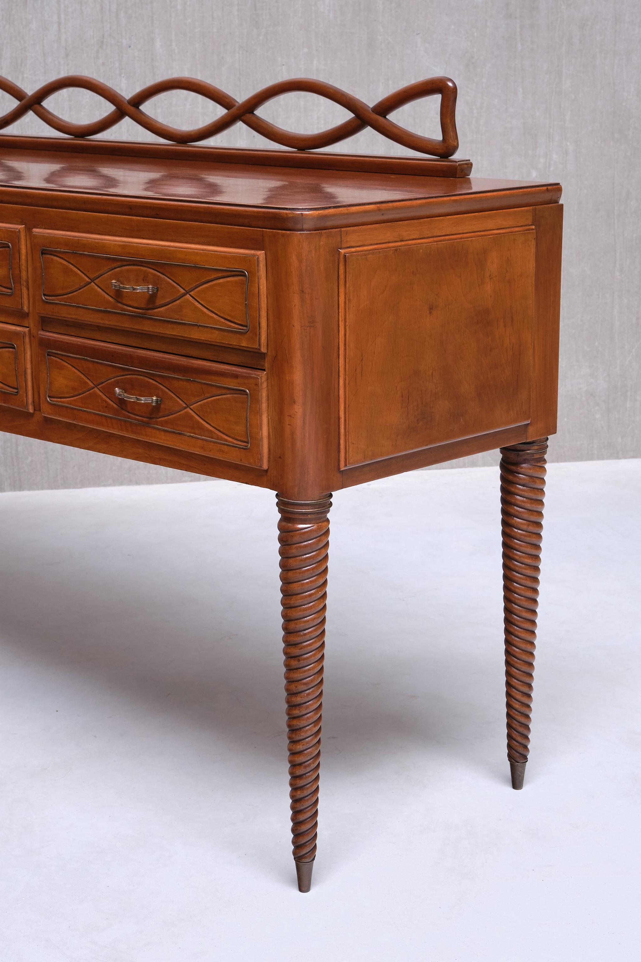 Paolo Buffa Buffet / Credenza in noce e ottone, Mario Quarti, Milano, anni '40 in vendita 2