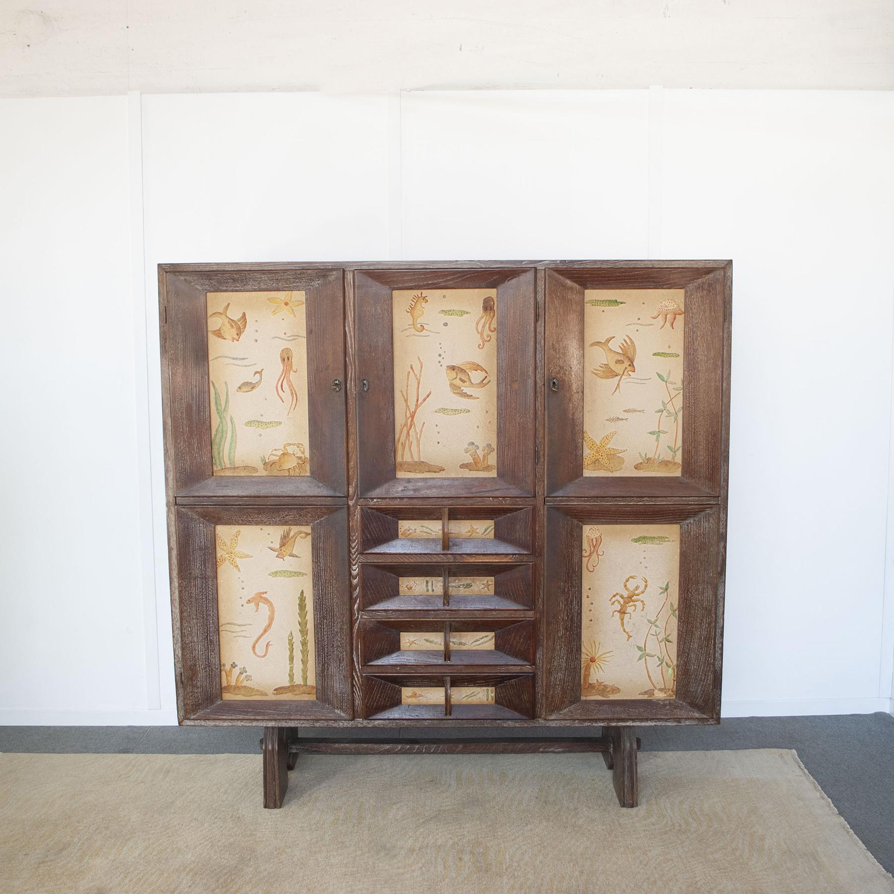 Beech Paolo Buffa cabinet late 40’s. For Sale