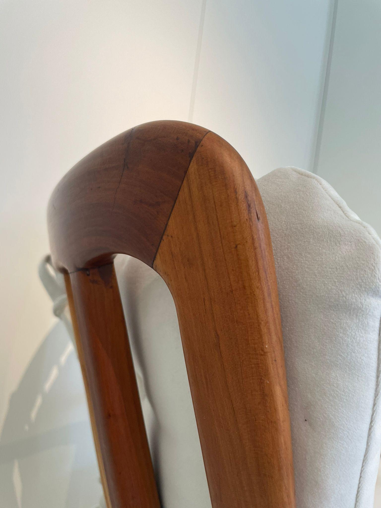 Paolo Buffa Cantù Pair of Armchairs Cherry Wood White Backrest, Italy, 1950 2