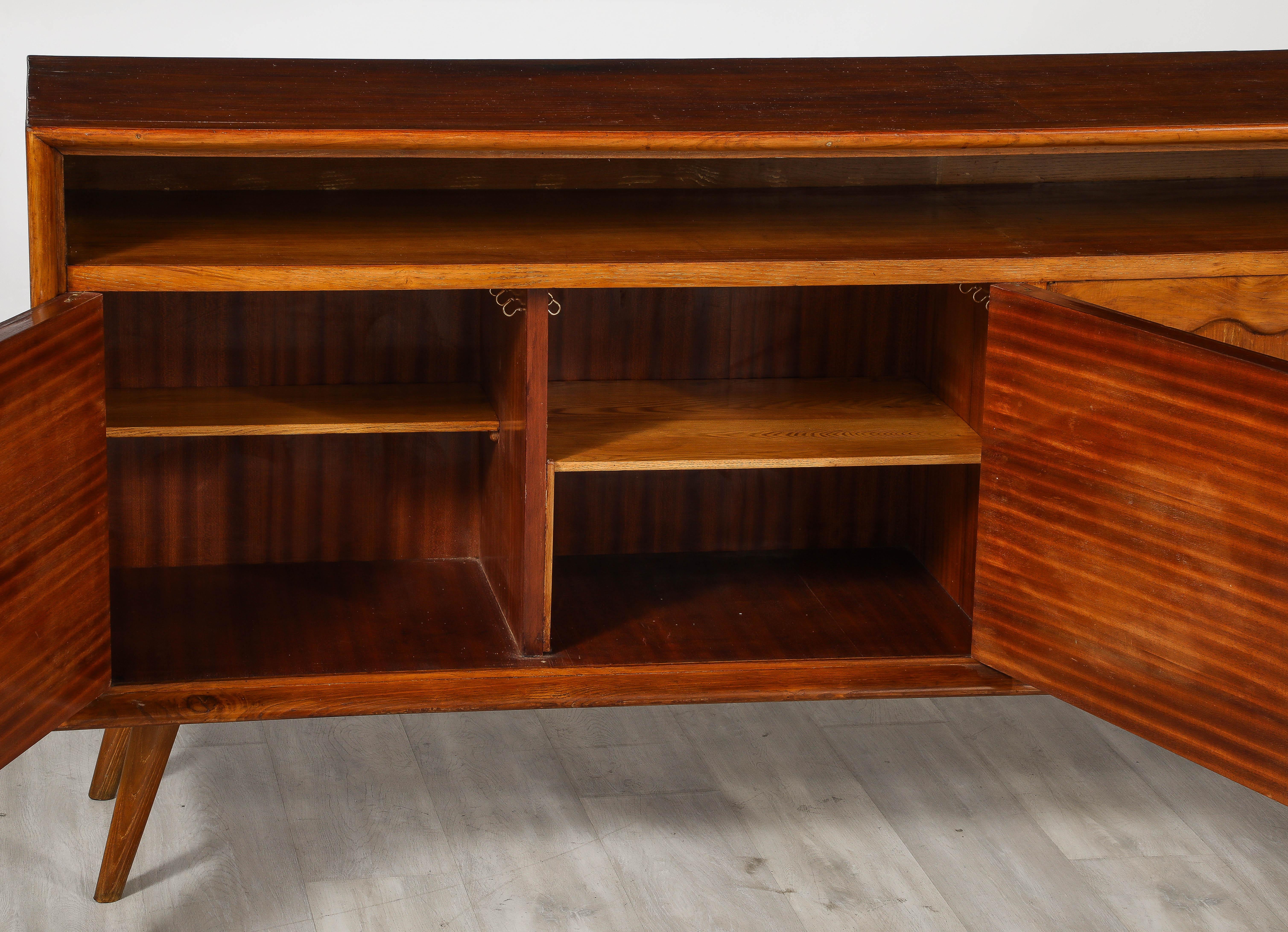 Mid-20th Century Paolo Buffa Carved Wood Sideboard / Credenza, Italy, circa 1950  For Sale