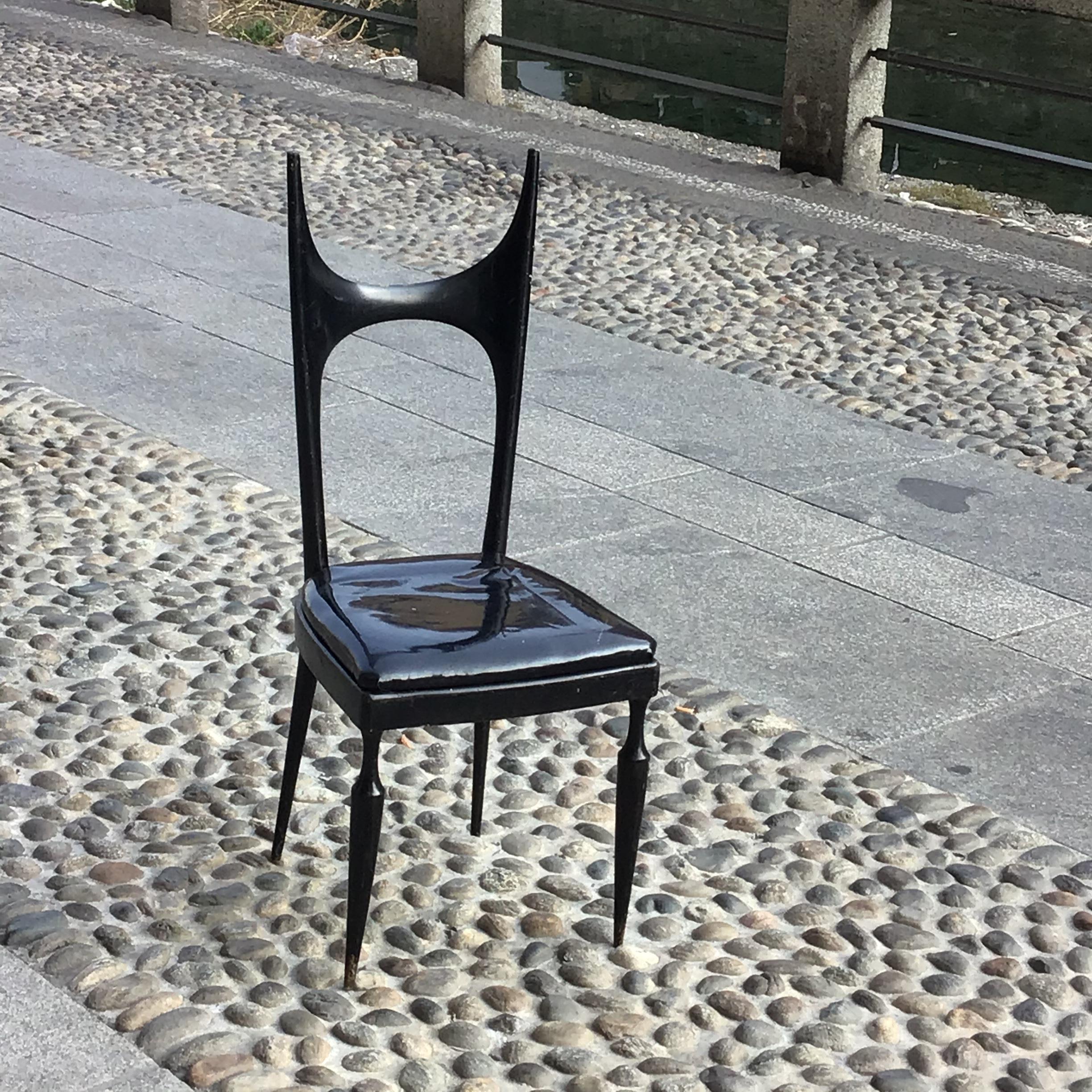 Mid-20th Century Paolo Buffa Chair Wood Padded seat 1940 Italy For Sale