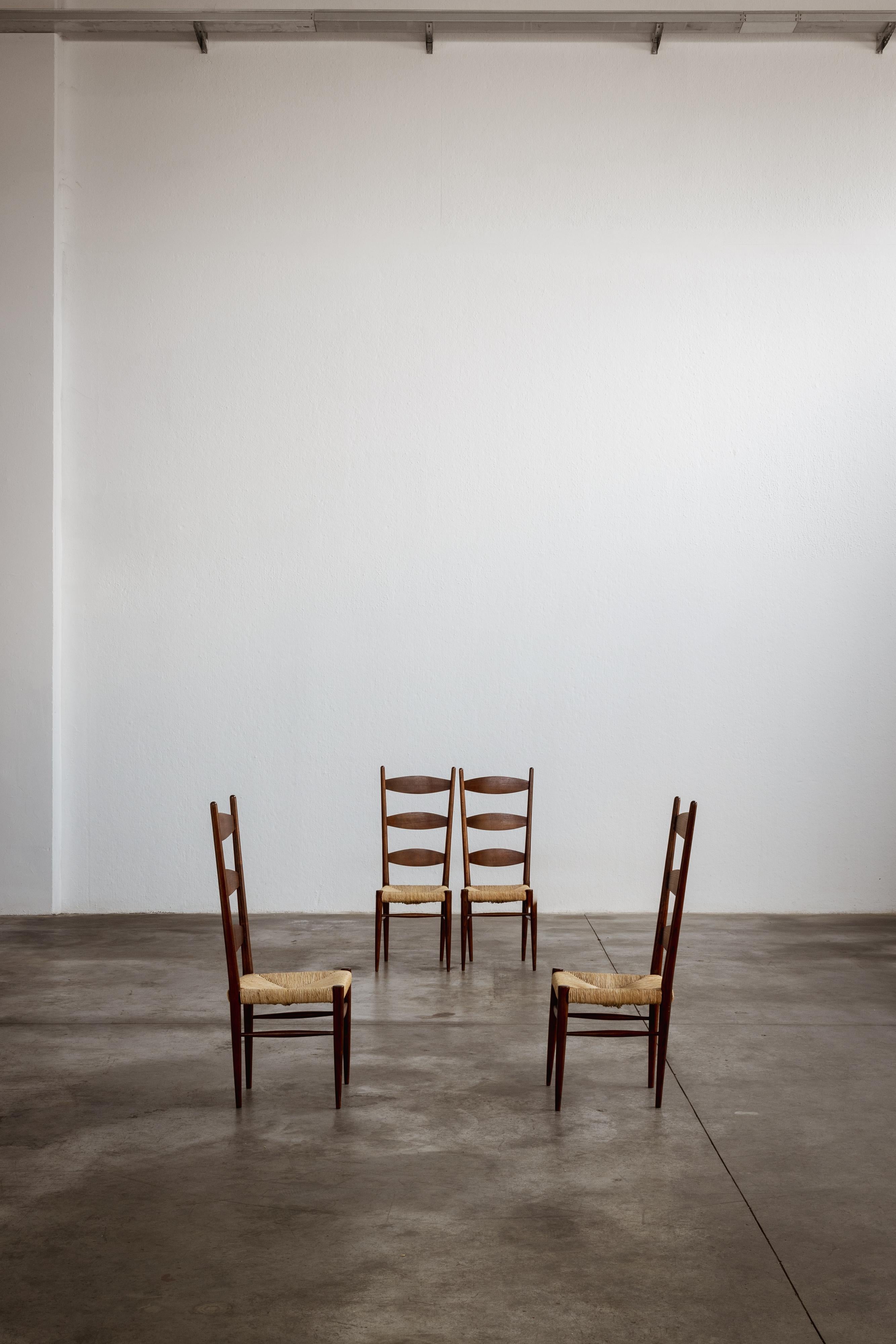 Chaises de salle à manger Paolo Buffa Chiavarine pour Galdino Maspero, 1948, ensemble de 4 pièces en vente 3