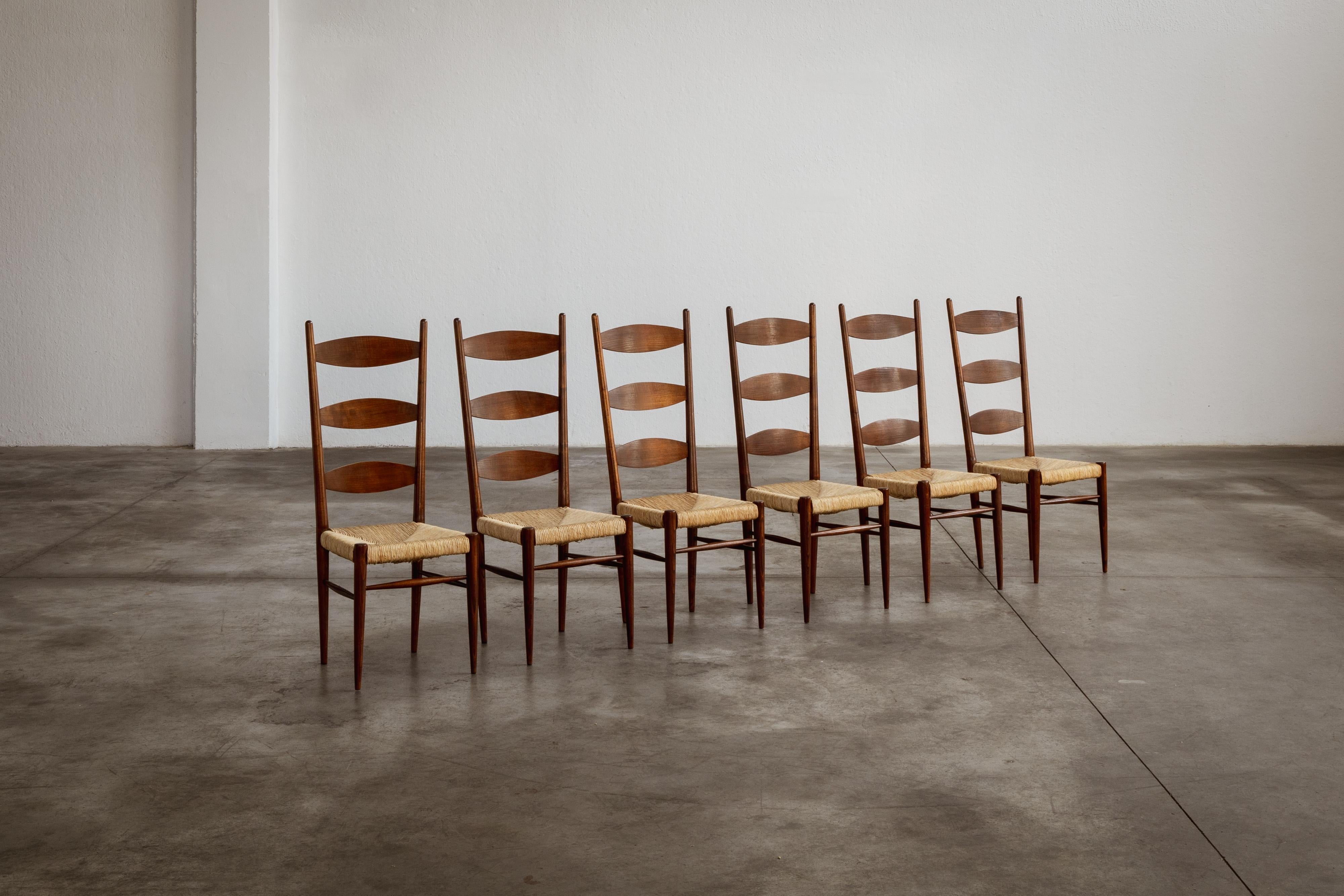 Chaises de salle à manger Paolo Buffa Chiavarine pour Galdino Maspero, 1948, ensemble de 6 pièces en vente 4