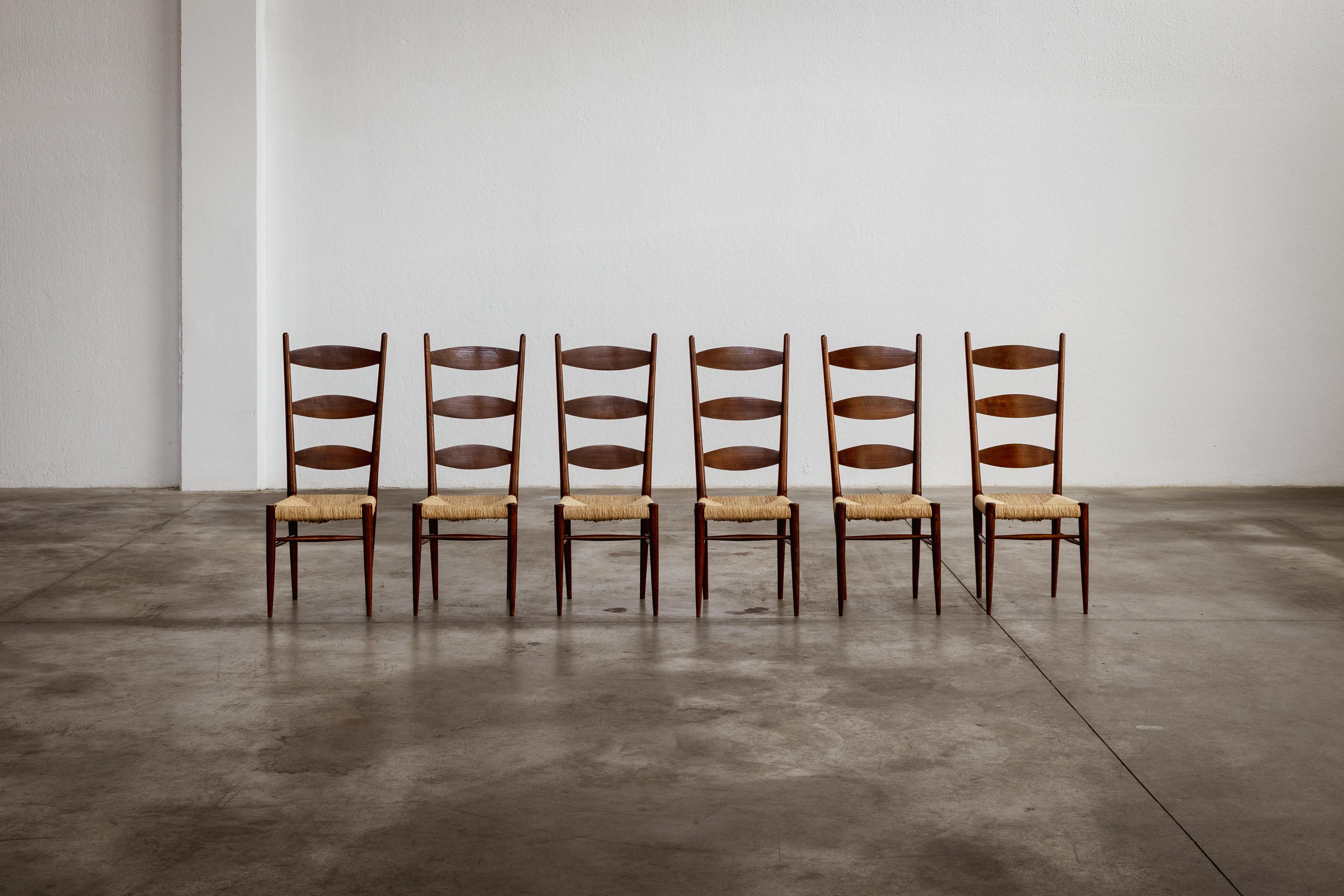 italien Chaises de salle à manger Paolo Buffa Chiavarine pour Galdino Maspero, 1948, ensemble de 6 pièces en vente