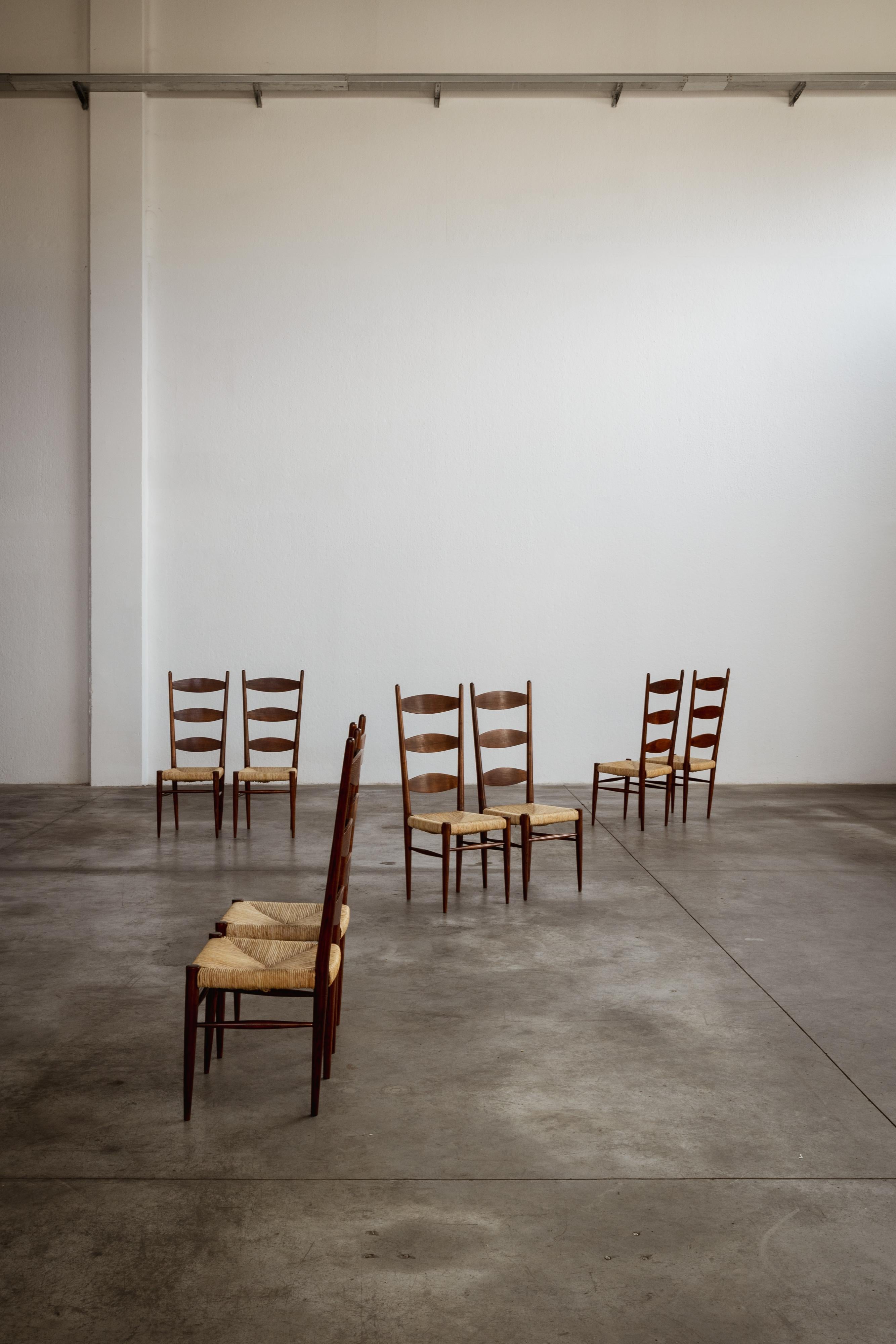 Chaises de salle à manger Paolo Buffa Chiavarine pour Galdino Maspero, 1948, ensemble de 8 pièces en vente 4