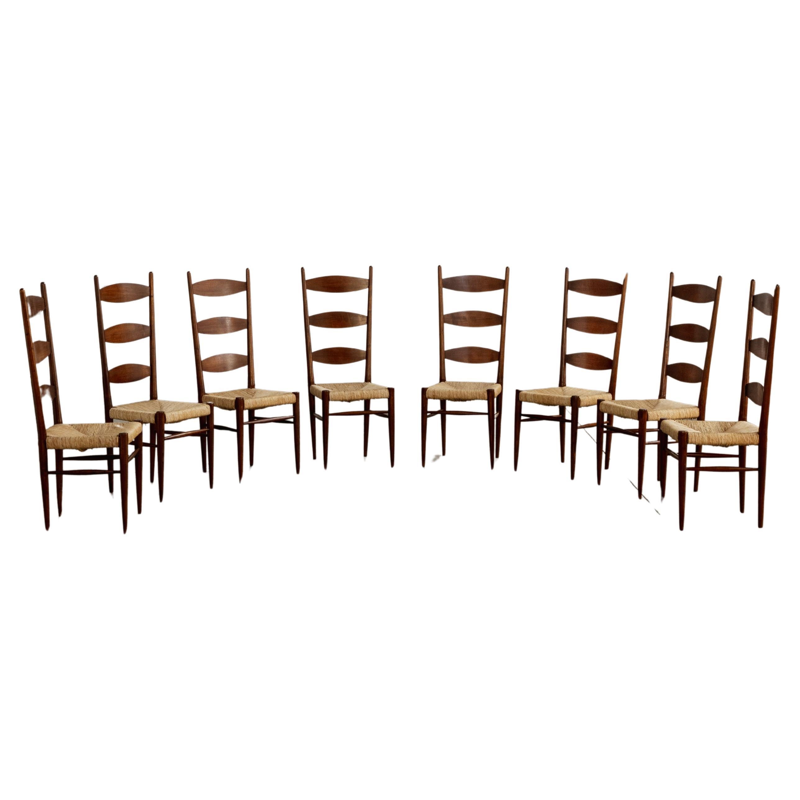 Chaises de salle à manger Paolo Buffa Chiavarine pour Galdino Maspero, 1948, ensemble de 8 pièces en vente