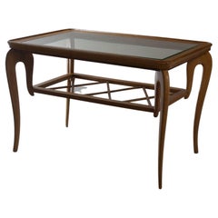 Paolo Buffa Coffee Table in Light Wood and Glass Late 40's