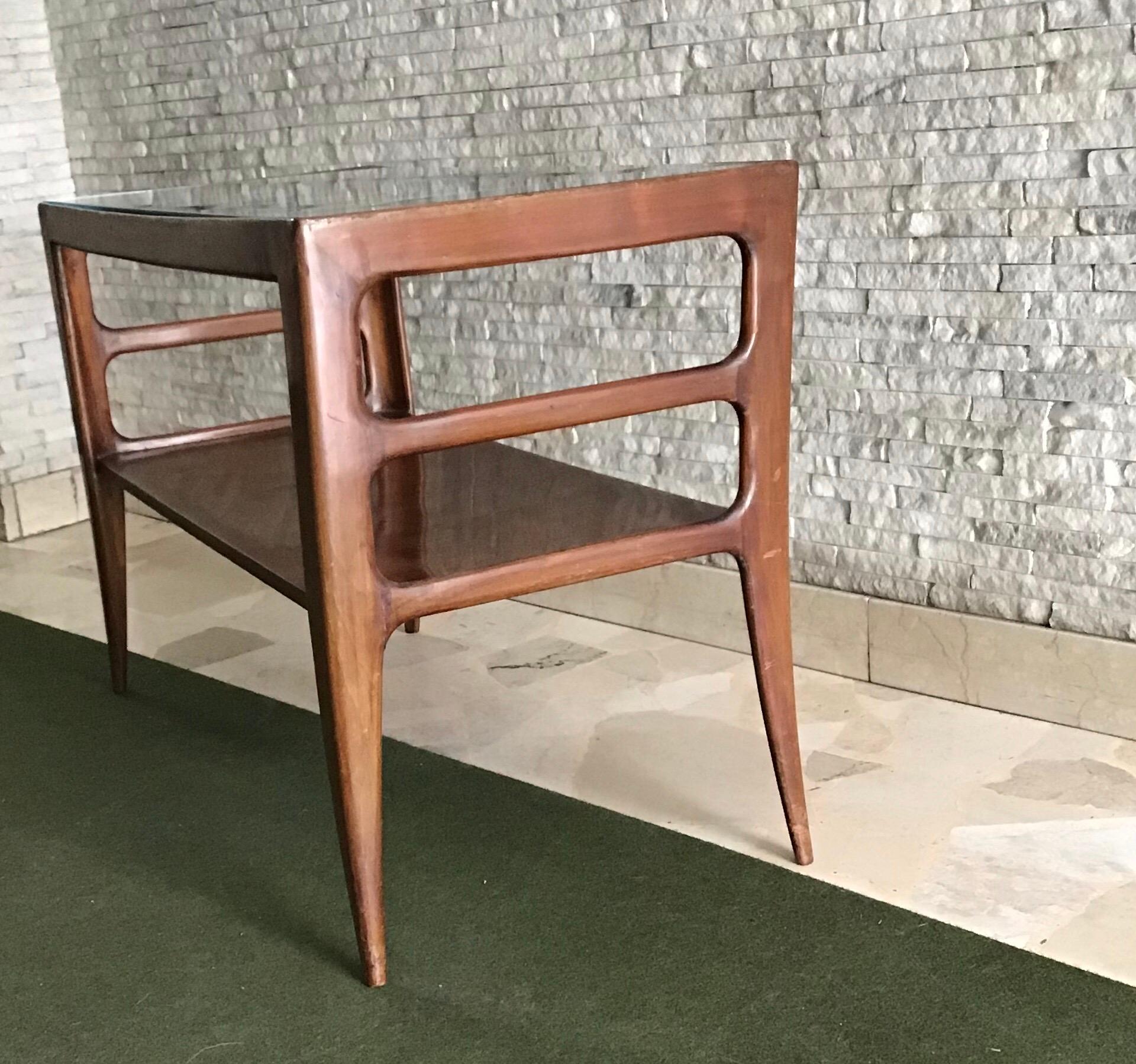 Table basse Paolo Buffa Bois Verre 1950:: Italie en vente 6