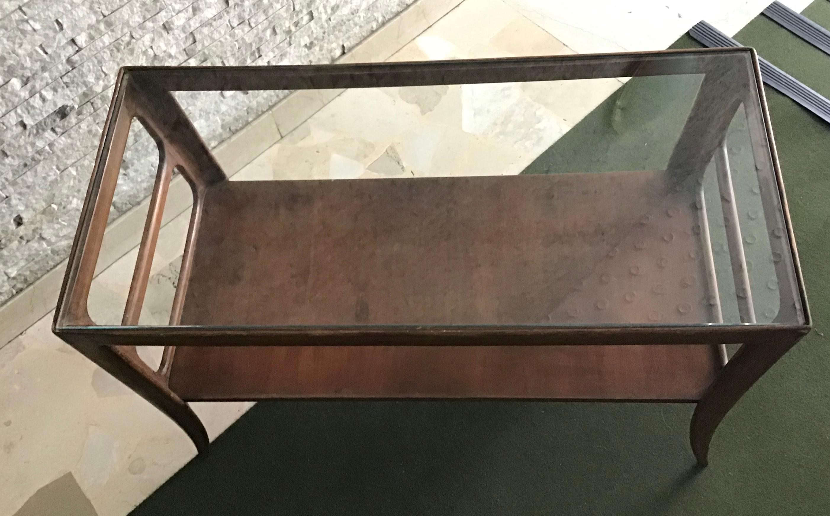 Mid-20th Century Paolo Buffa Coffee Table Wood Glass 1950, Italy For Sale