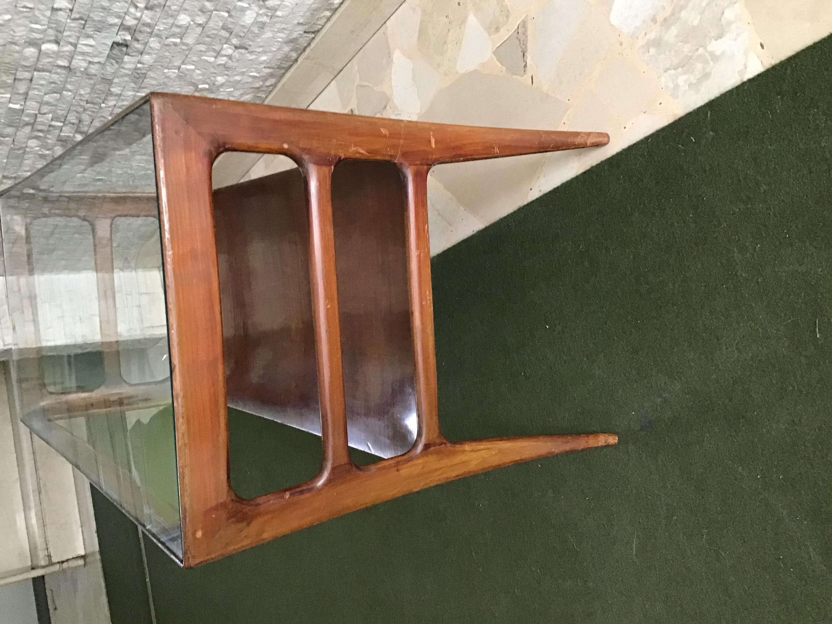 Paolo Buffa Coffee Table Wood Glass 1950, Italy For Sale 1