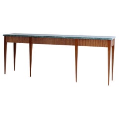 Paolo Buffa Console Table in Grinded Oak with a Beautiful Marble Top