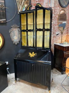 Paolo Buffa Credenza/Secretaire con stemma in ottone, Italia, anni '50