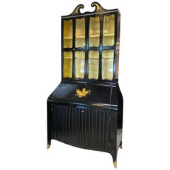 Paolo Buffa Credenza/Secretaires with Coat-of-Arms in Brass, Italy, 1950s