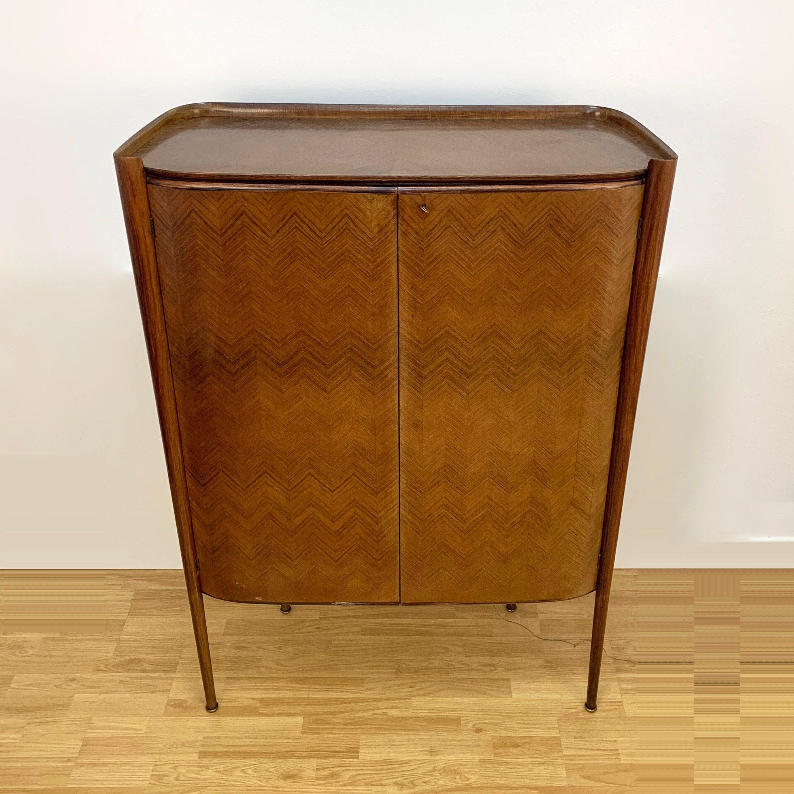 Paolo Buffa, Dry Bar, Rosewood, Mirrors and Drawers, Italy, 1950s 3