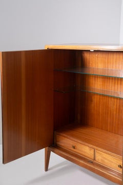 Paolo Buffa Elegant Italian Bar Cabinet with glass shelves